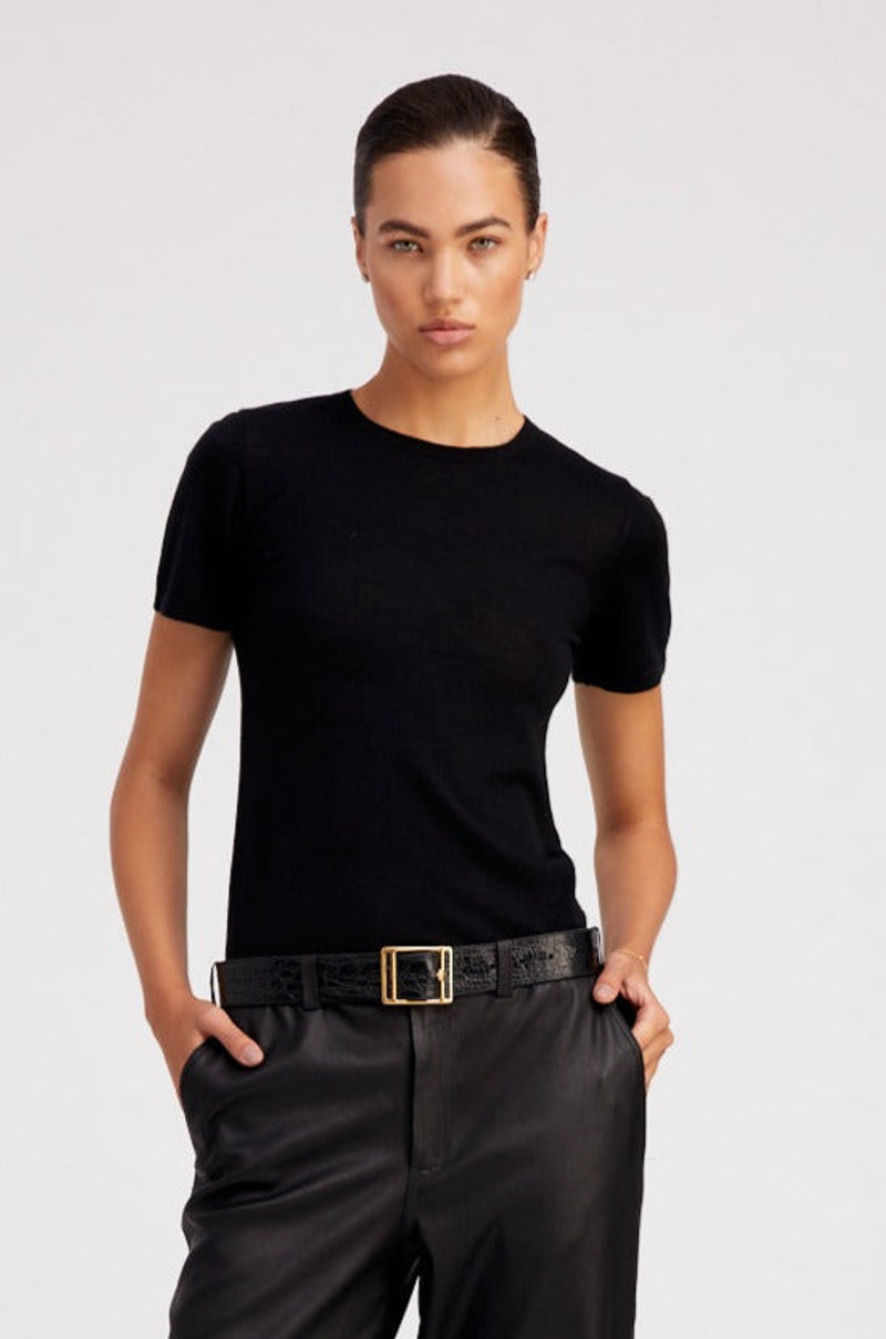 BLACK ULTRA FINE CASHMERE TEE 1
