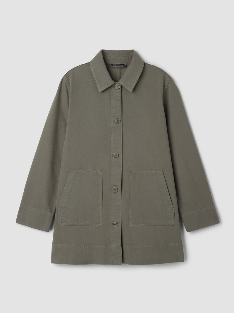 Garment-Dyed Utility Cotton Classic Collar Long Jacket 1