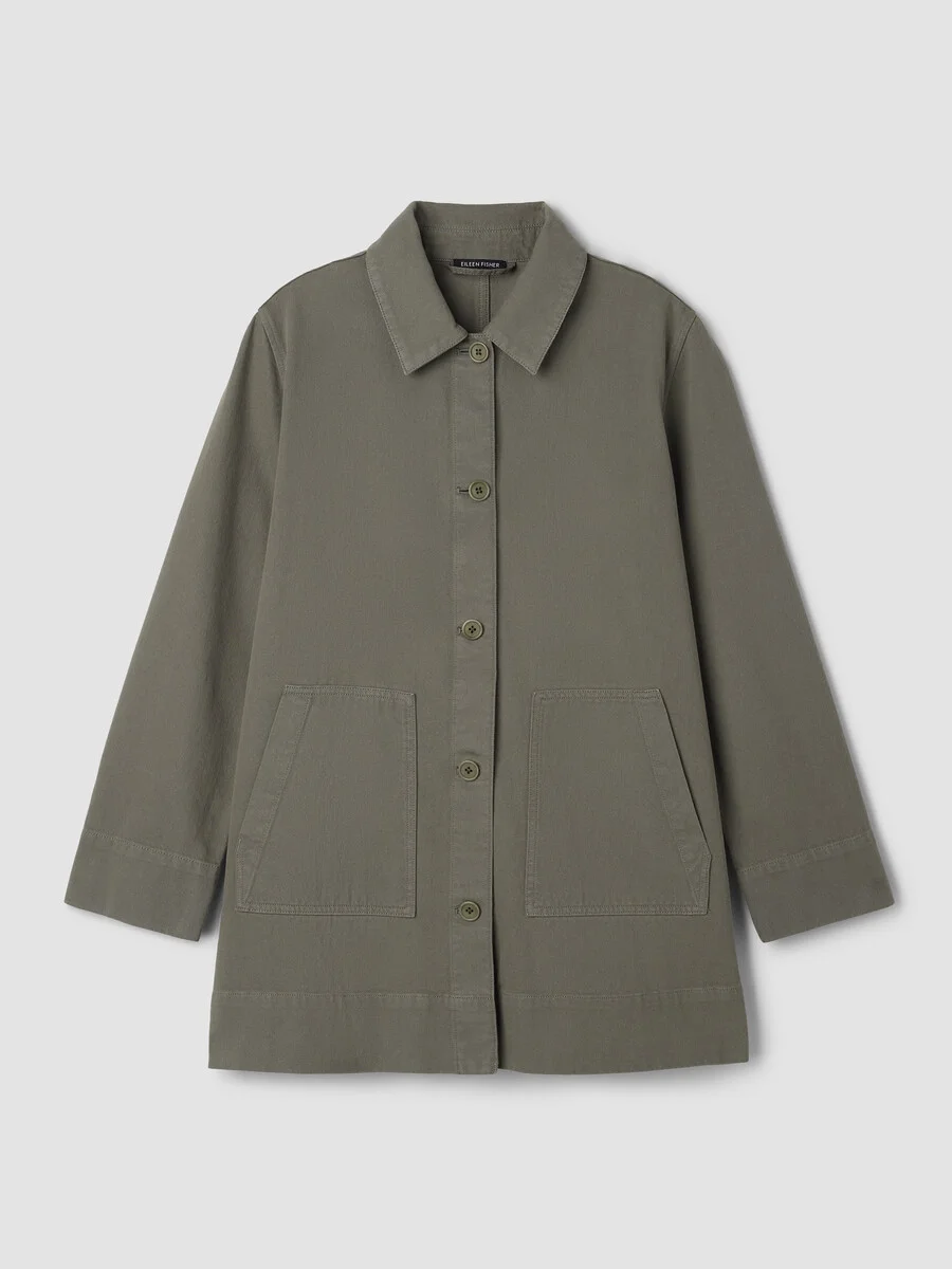 Garment-Dyed Utility Cotton Classic Collar Long Jacket - 1