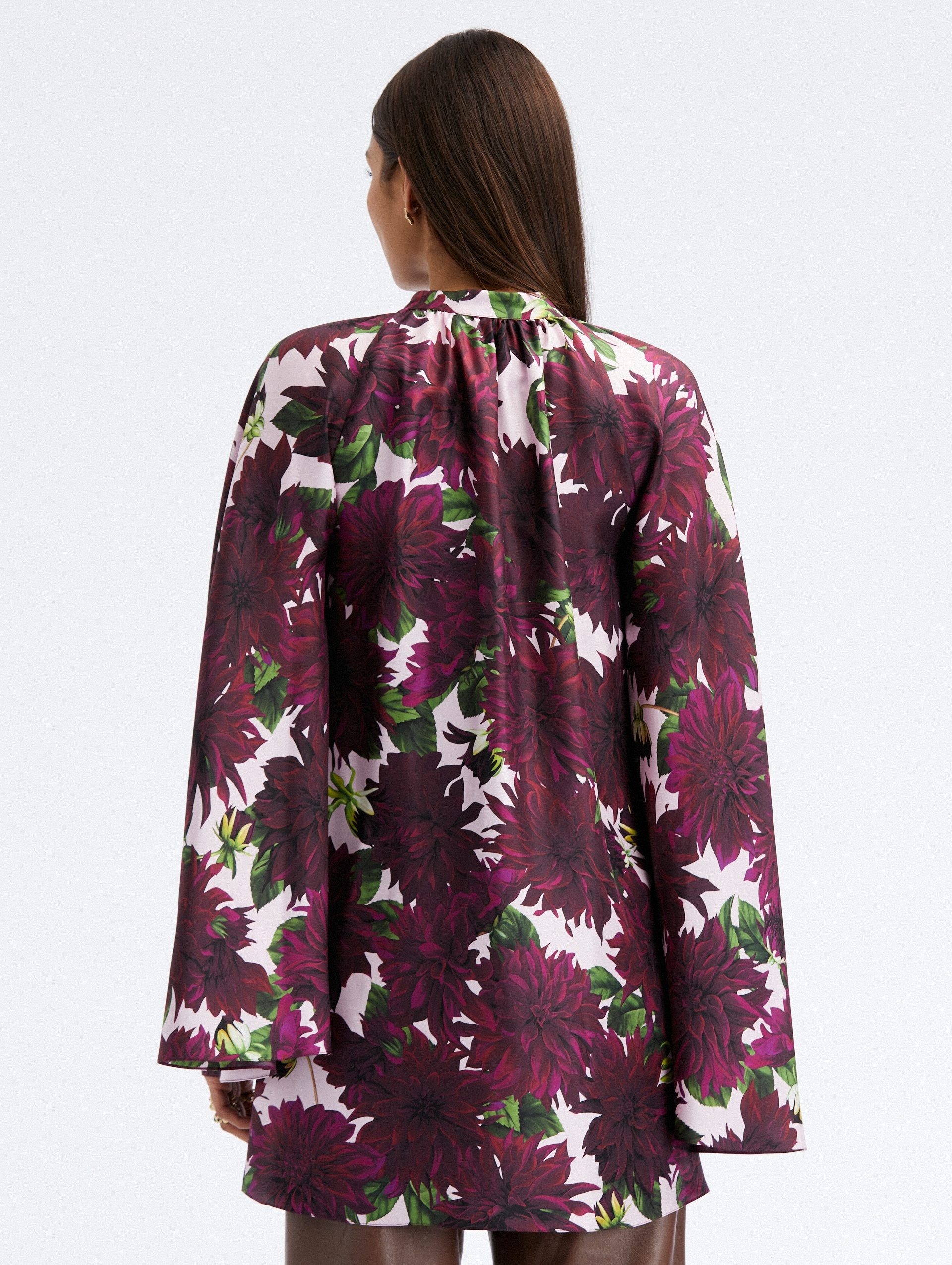 DAHLIA SILK TWILL DRAPE DETAIL BLOUSE - 3