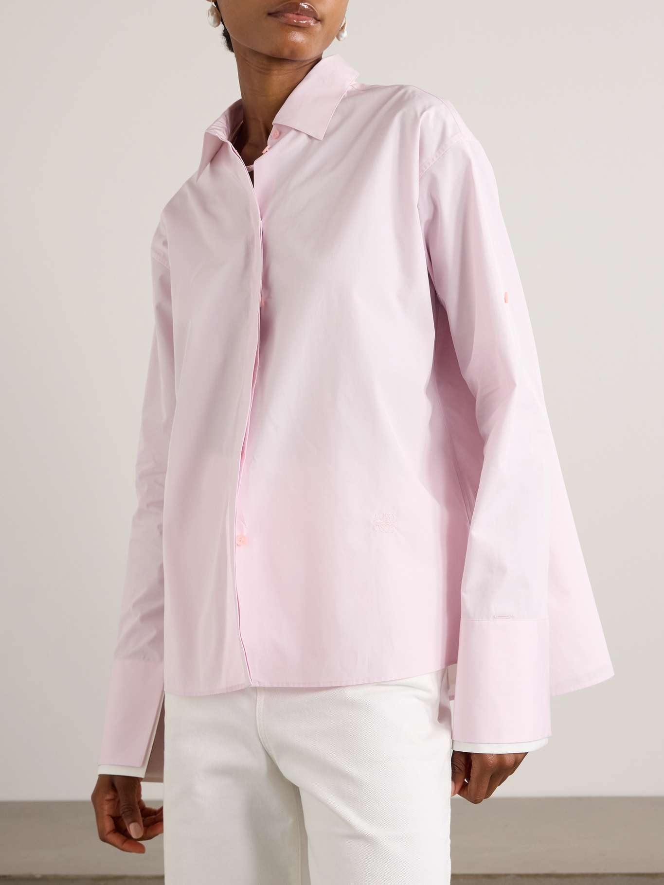 Embroidered layered cotton-poplin shirt - 3