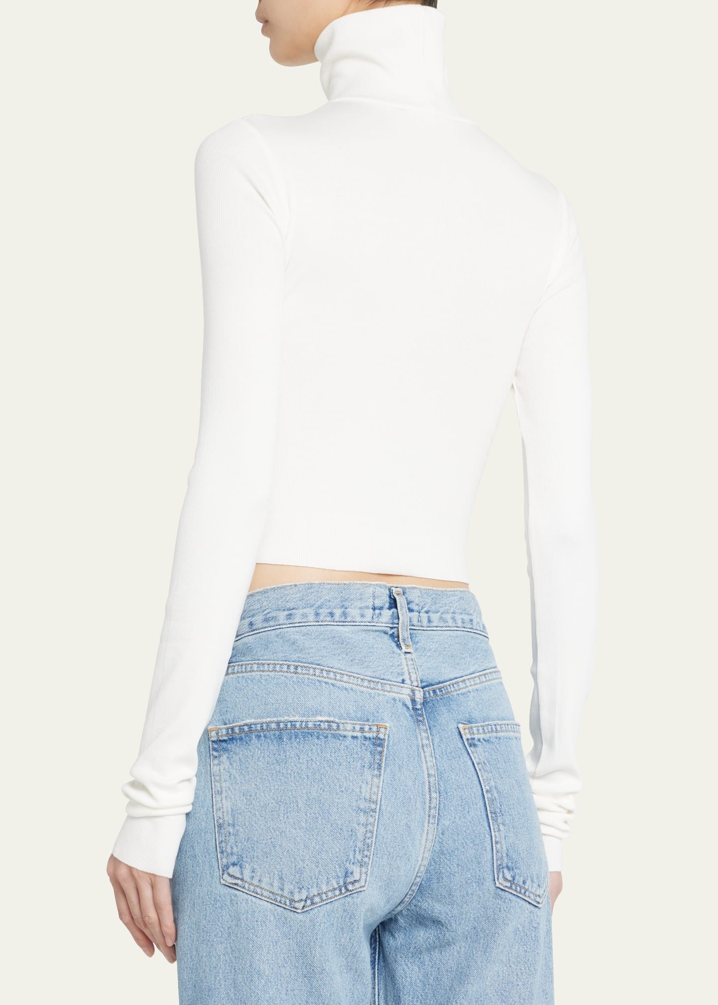 Cropped Fitted Turtleneck Top - 3