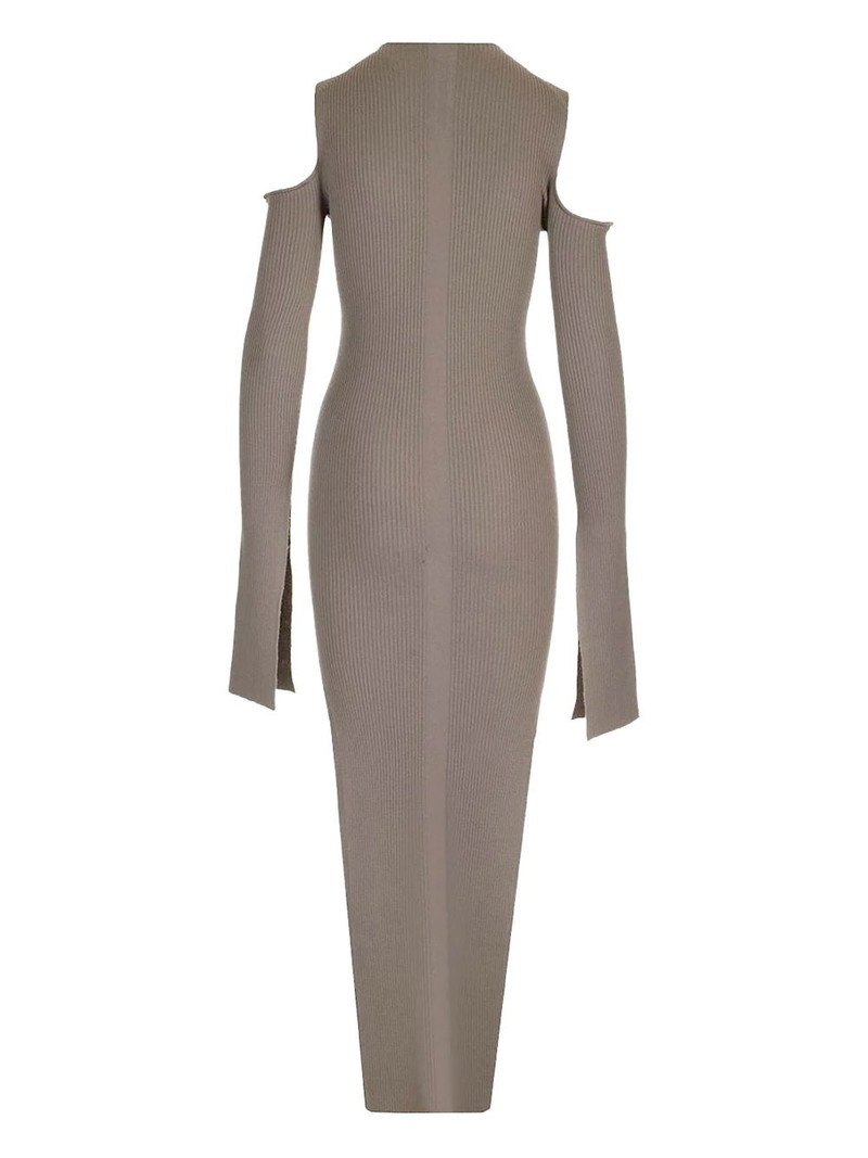 Rick Owens ribbed shoulder-cut maxi dress outlook