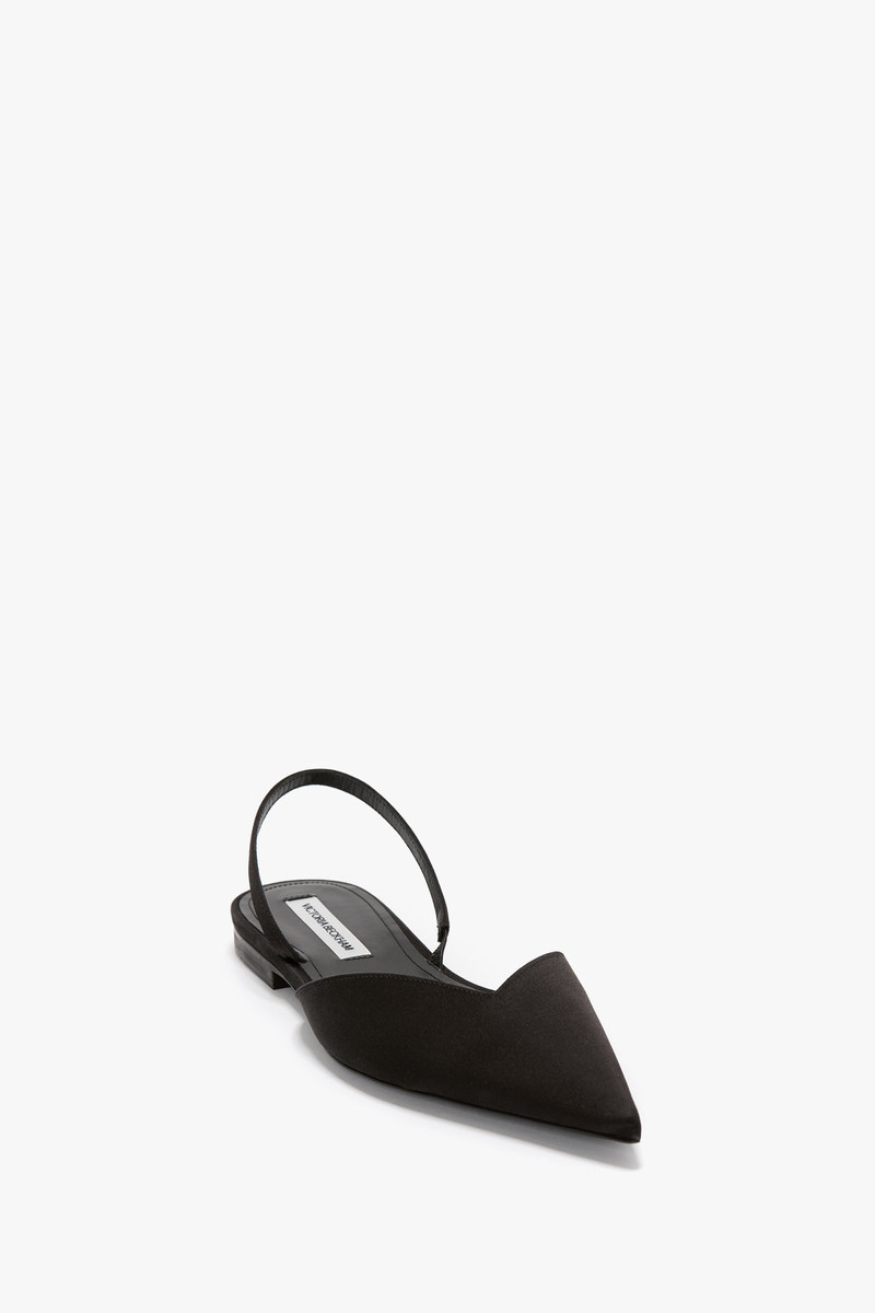 Victoria Angle Halter Back Flat In Black Satin 2