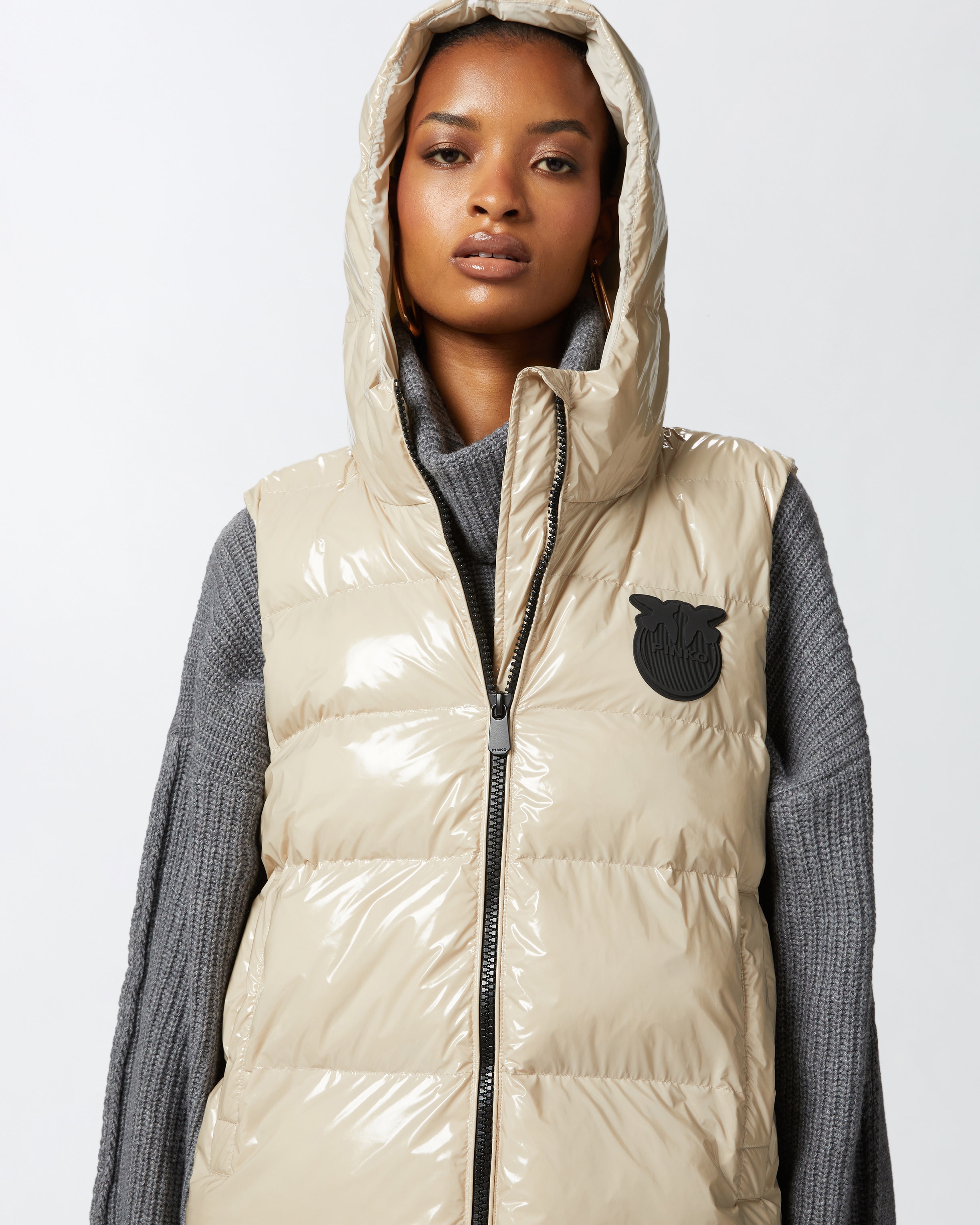 PADDED PUFFER GILET WITH HOOD - 5