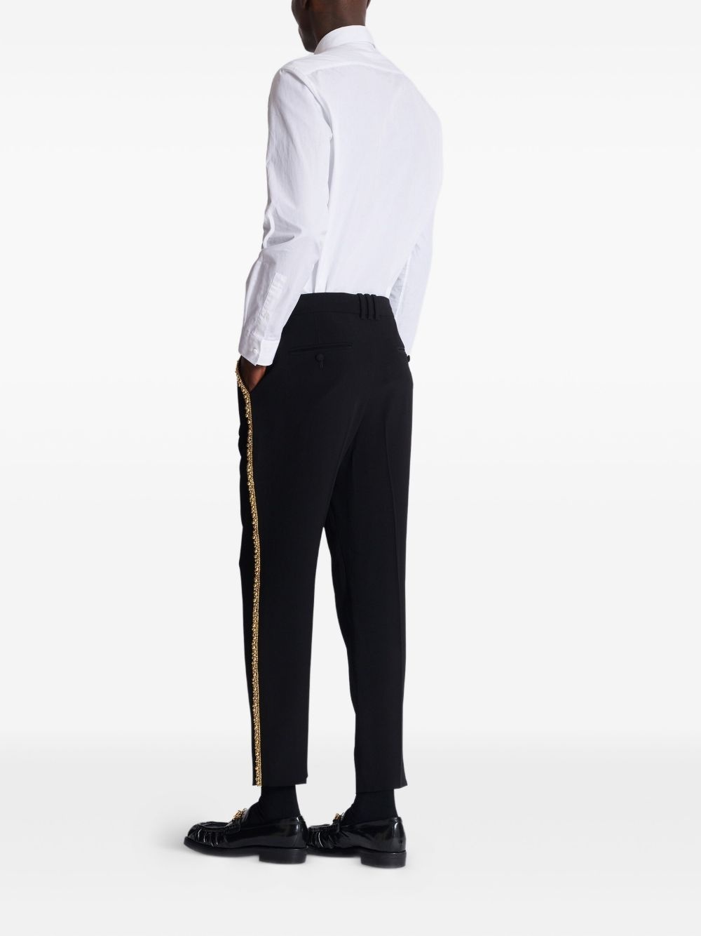 embroidered straight-leg trousers - 4