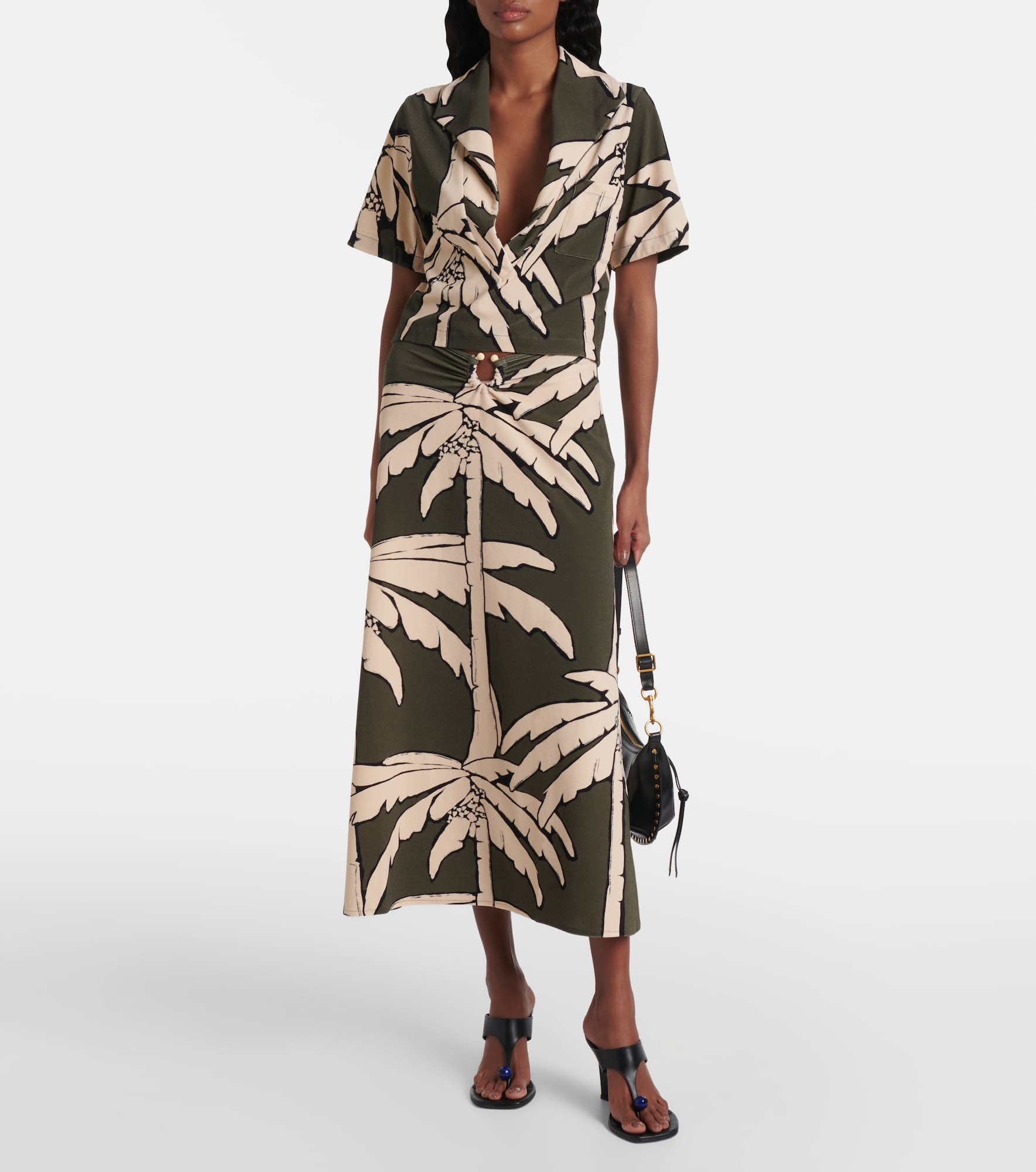 Printed gathered terry maxi skirt - 2