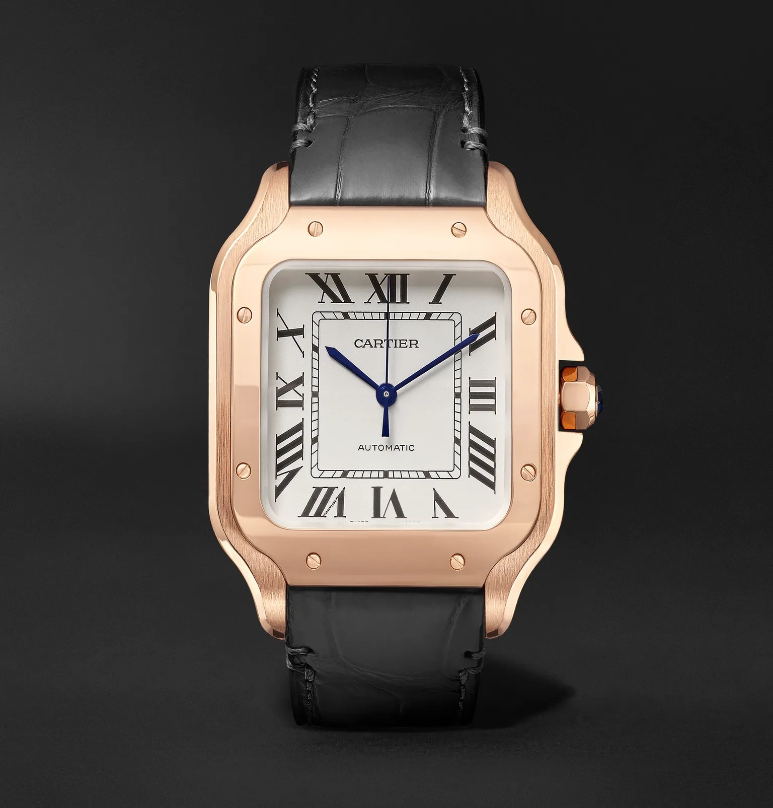 Santos Automatic 35.1mm Rose Gold Interchangeable Alligator and Leather Watch, Ref. No. WGSA0012 - 1