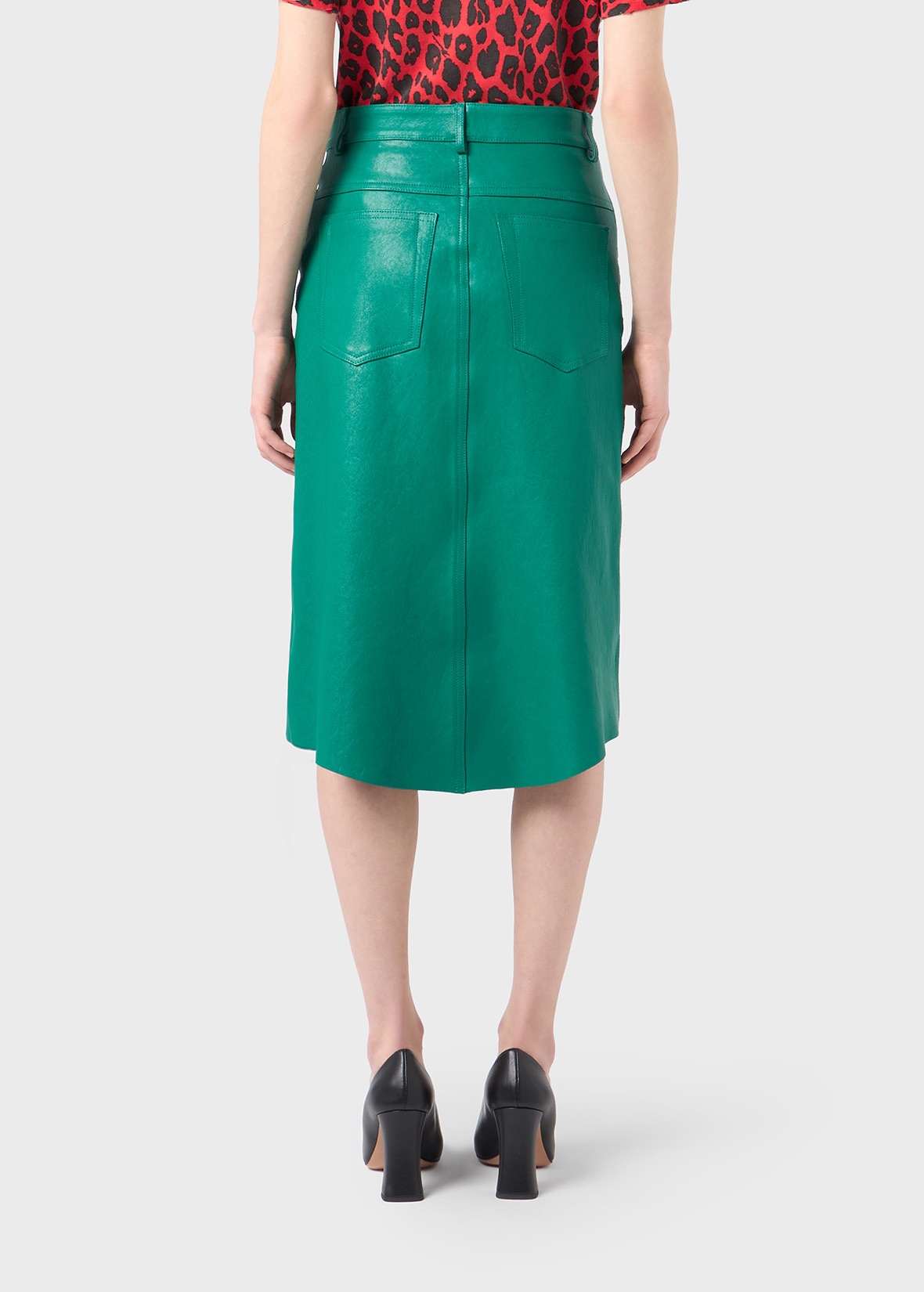 ASYMMETRIC LEATHER SKIRT - 4