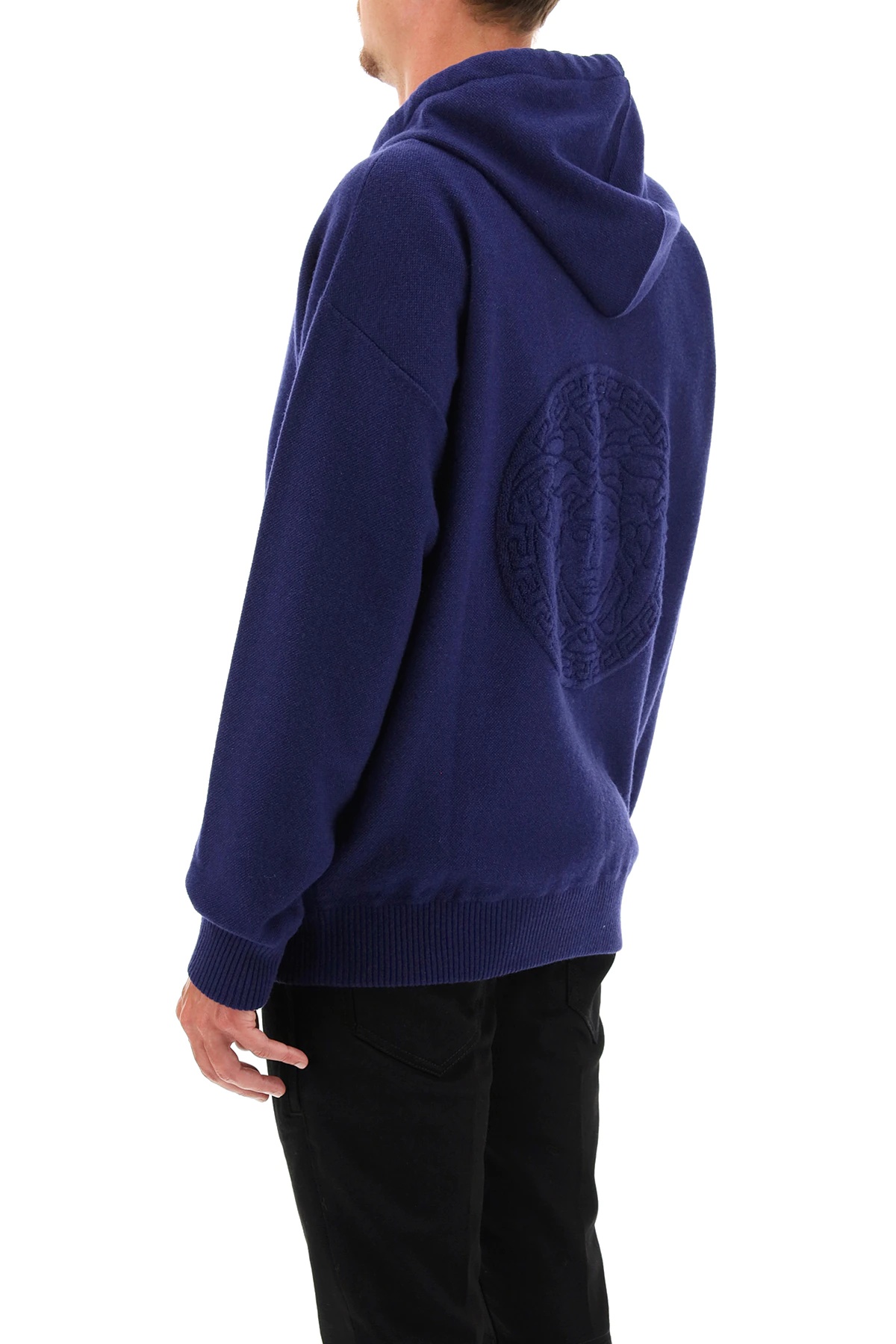 HOODED SWEATER WITH TEXTURED-EFFECT MEDUSA - 4