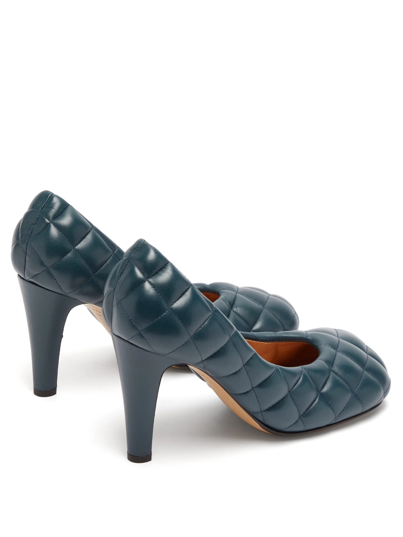 Square-toe quilted-leather pumps - 4