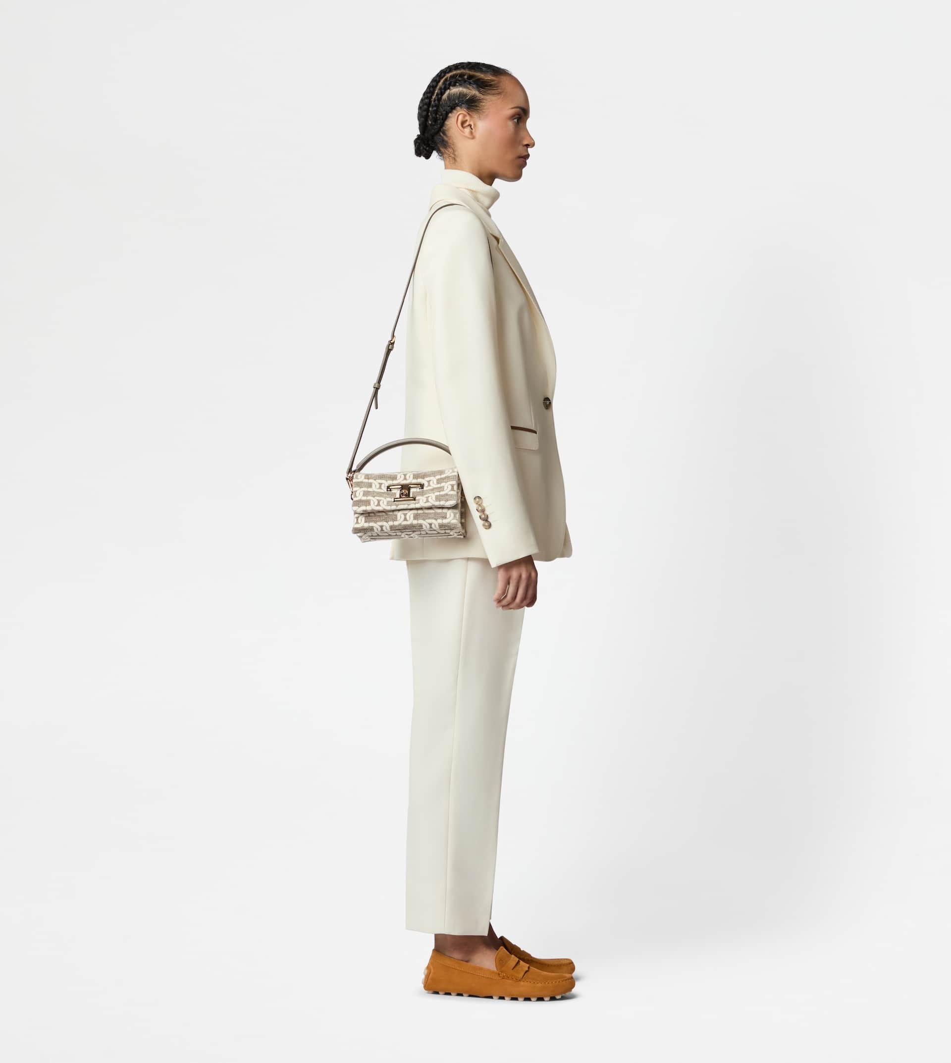 T TIMELESS FLAP BAG IN LEATHER MICRO - GREY, OFF WHITE - 3