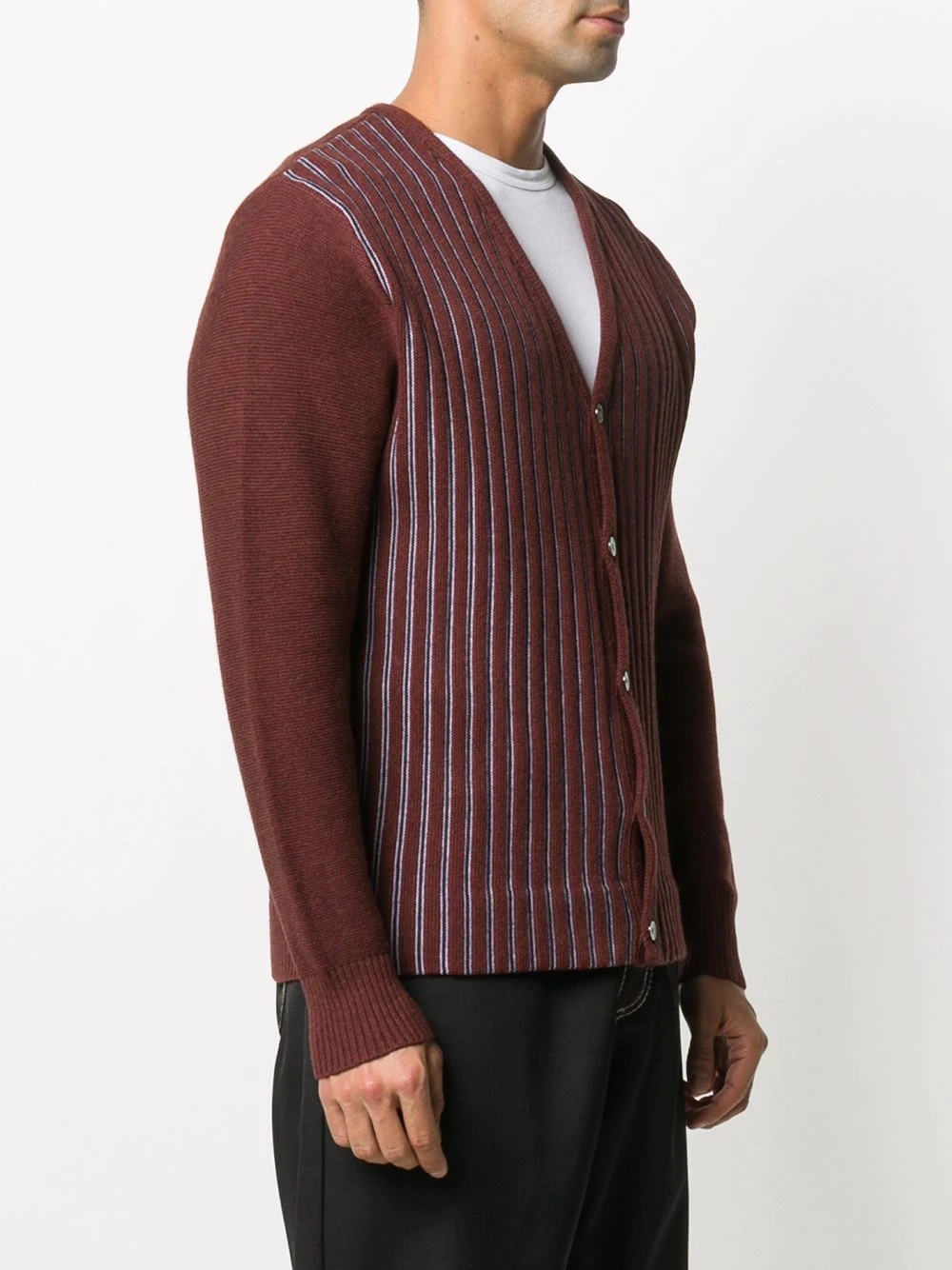 ribbed-panelled cardigan - 3