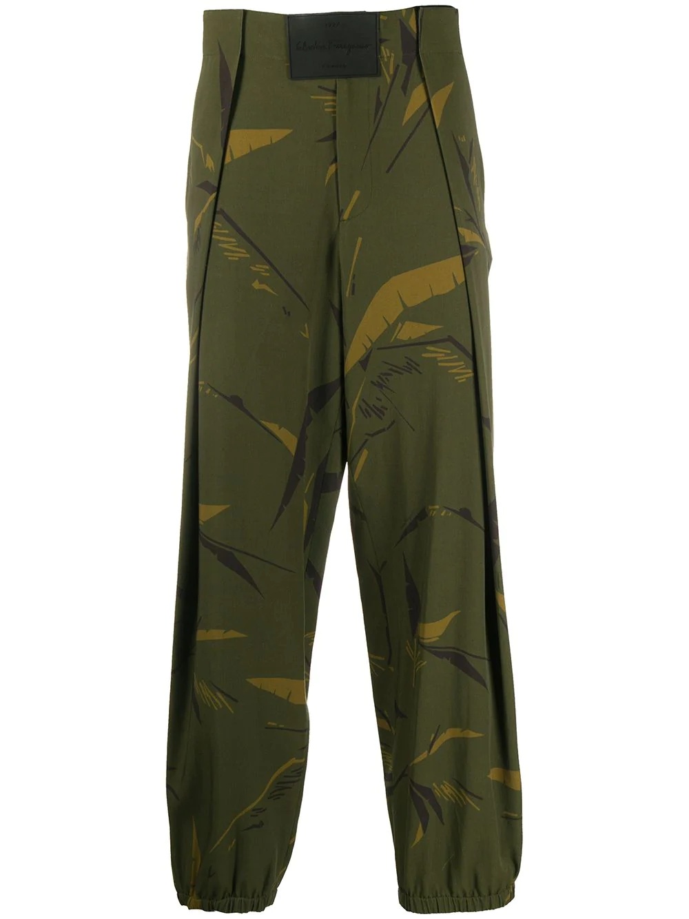 abstract palm-tree print trousers - 1