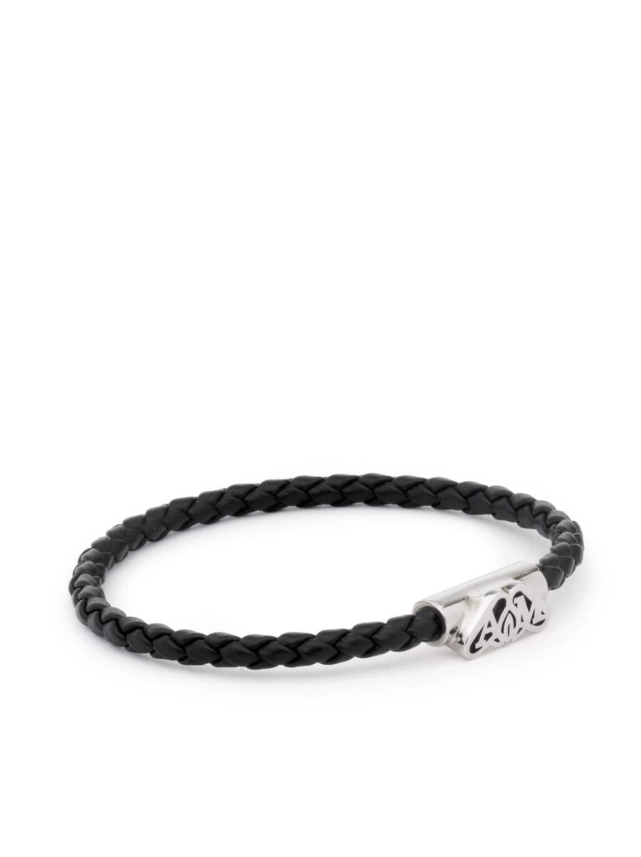 logo-charm braided leather bracelet - 2