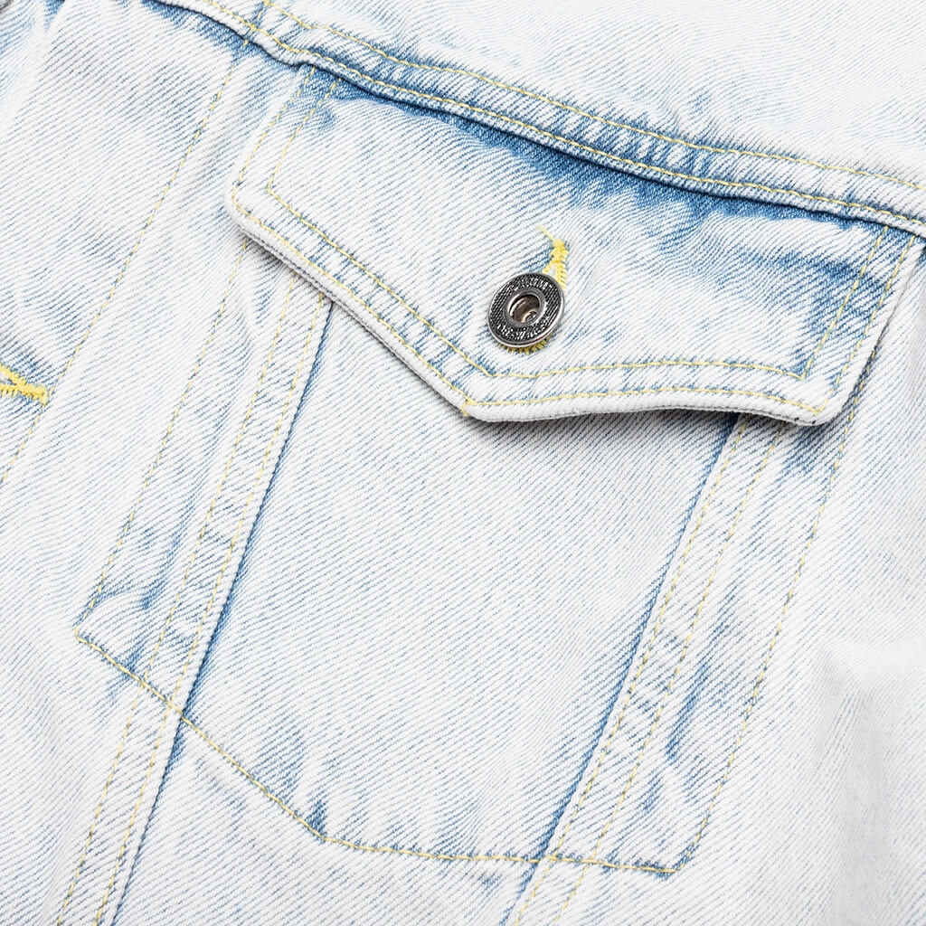 GRAFFITI EMB DENIM SKATE JACKET - EXTREME BLUE - 4