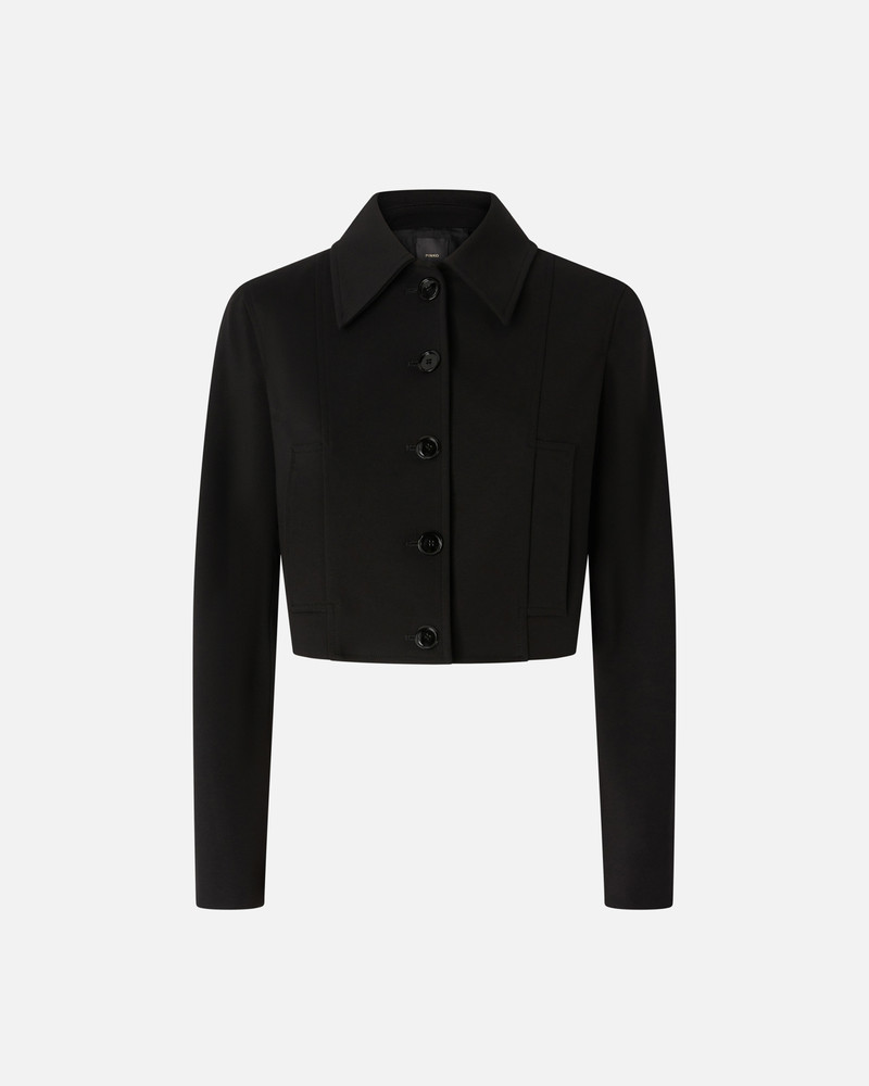 SHORT SINGLE-BREASTED JACKET WITH FABRIC STITCH 1