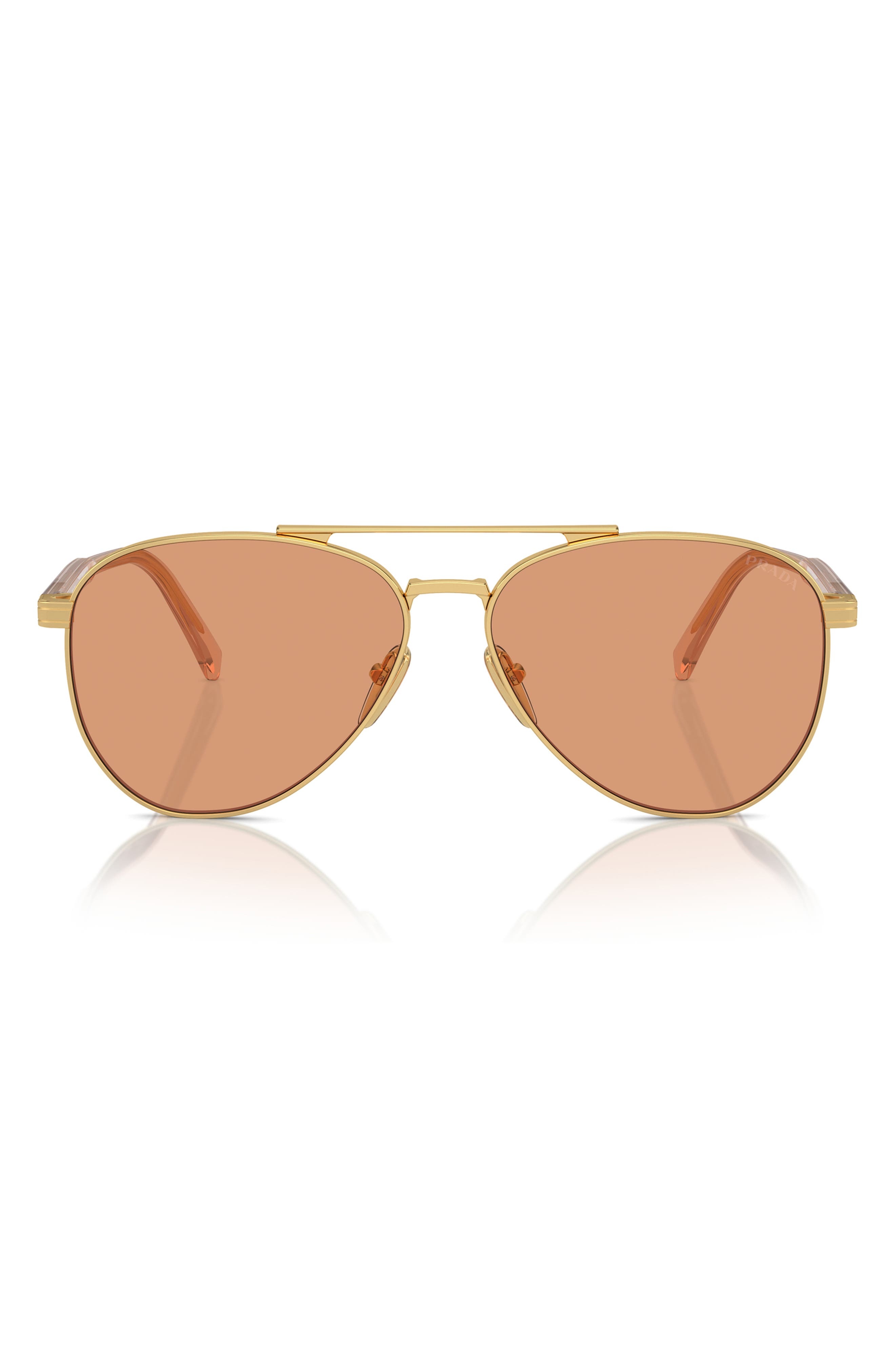 Prada 58mm Pilot Sunglasses in Gold/Peach at Nordstrom - 5