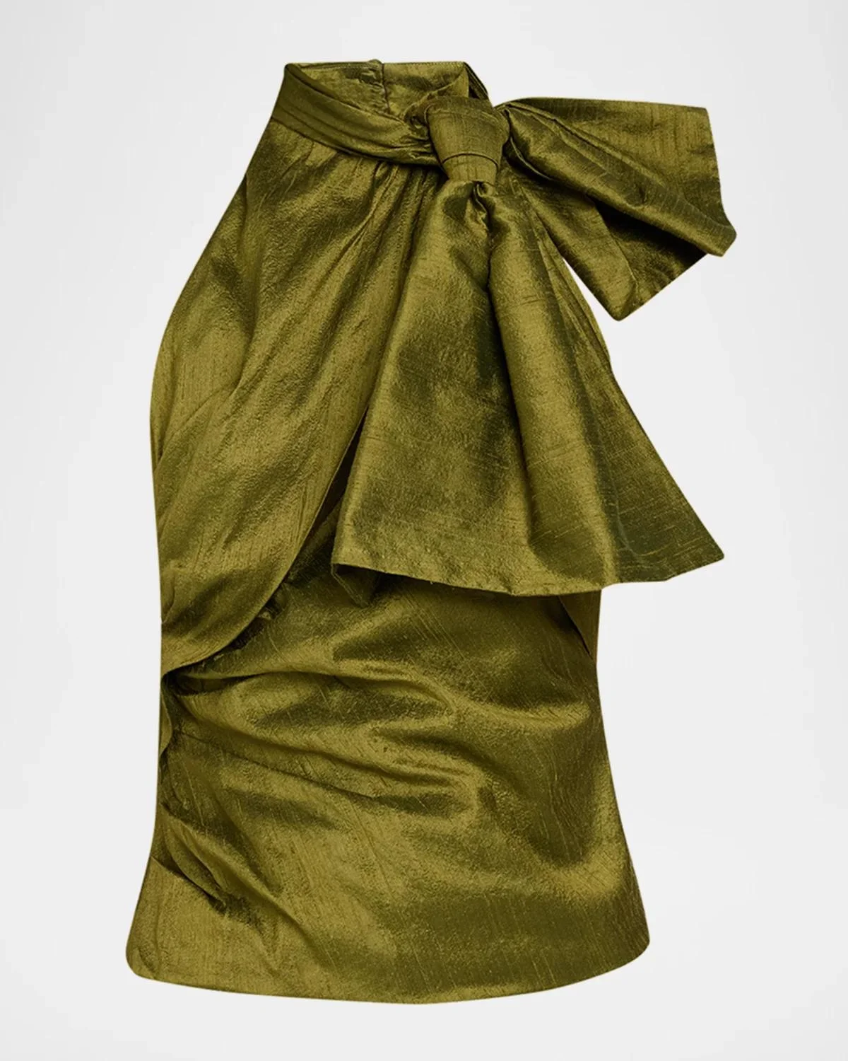 Bow-Neck Silk Halter Top - 1