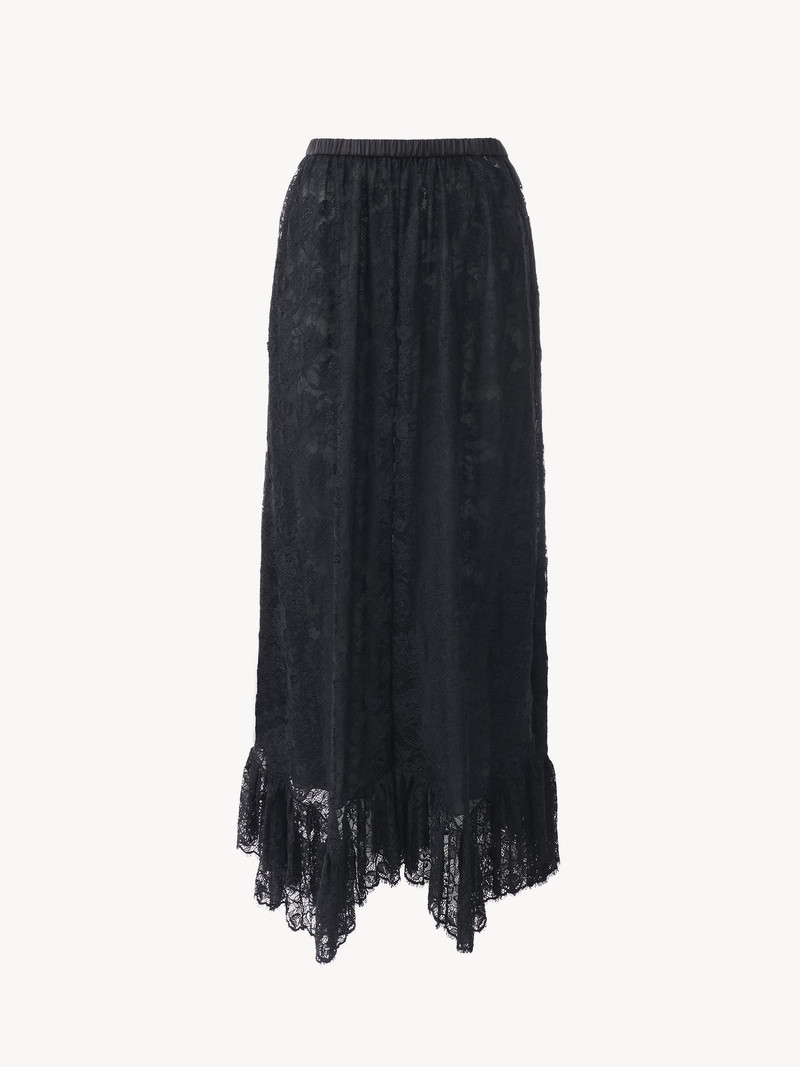 Chloé RUFFLED MIDI SKIRT IN FLORAL LACE JACQUARD outlook