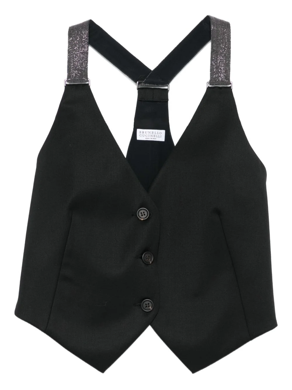 glitter-strap buttoned waistcoat - 1