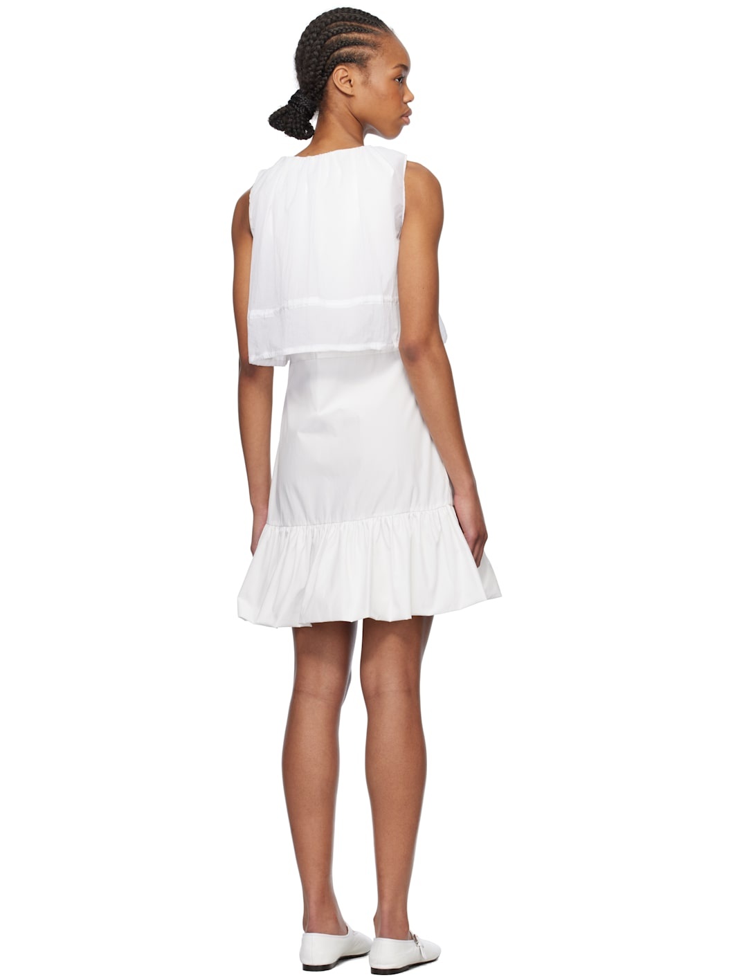White Sheer Layered Minidress - 3