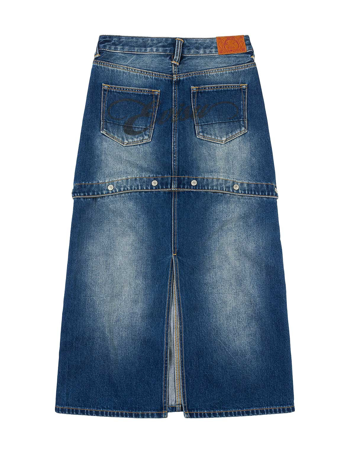 Logo Print Fashion Fit Detachable Denim Skirt - 2