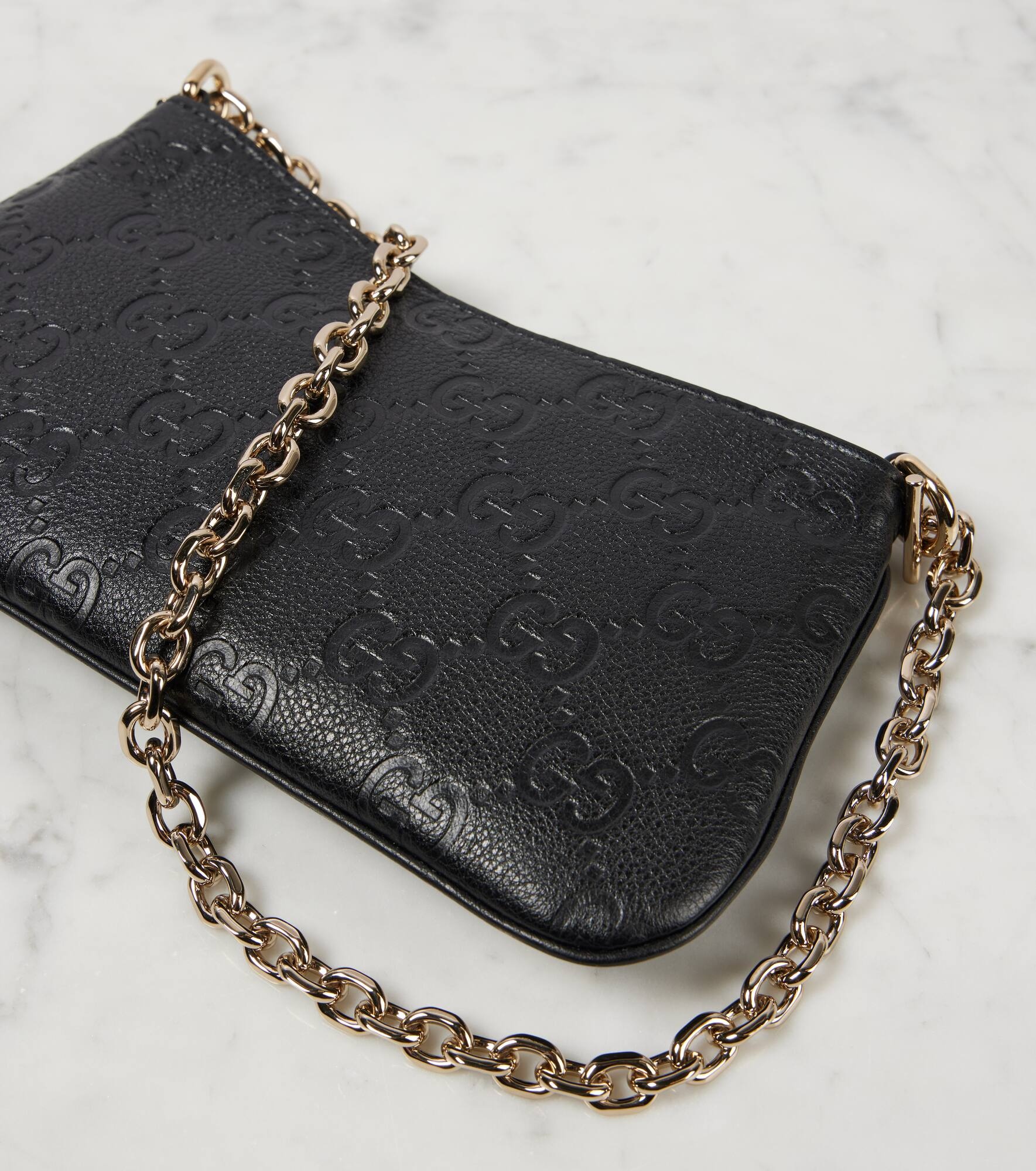 GG Super Mini debossed leather shoulder bag - 6
