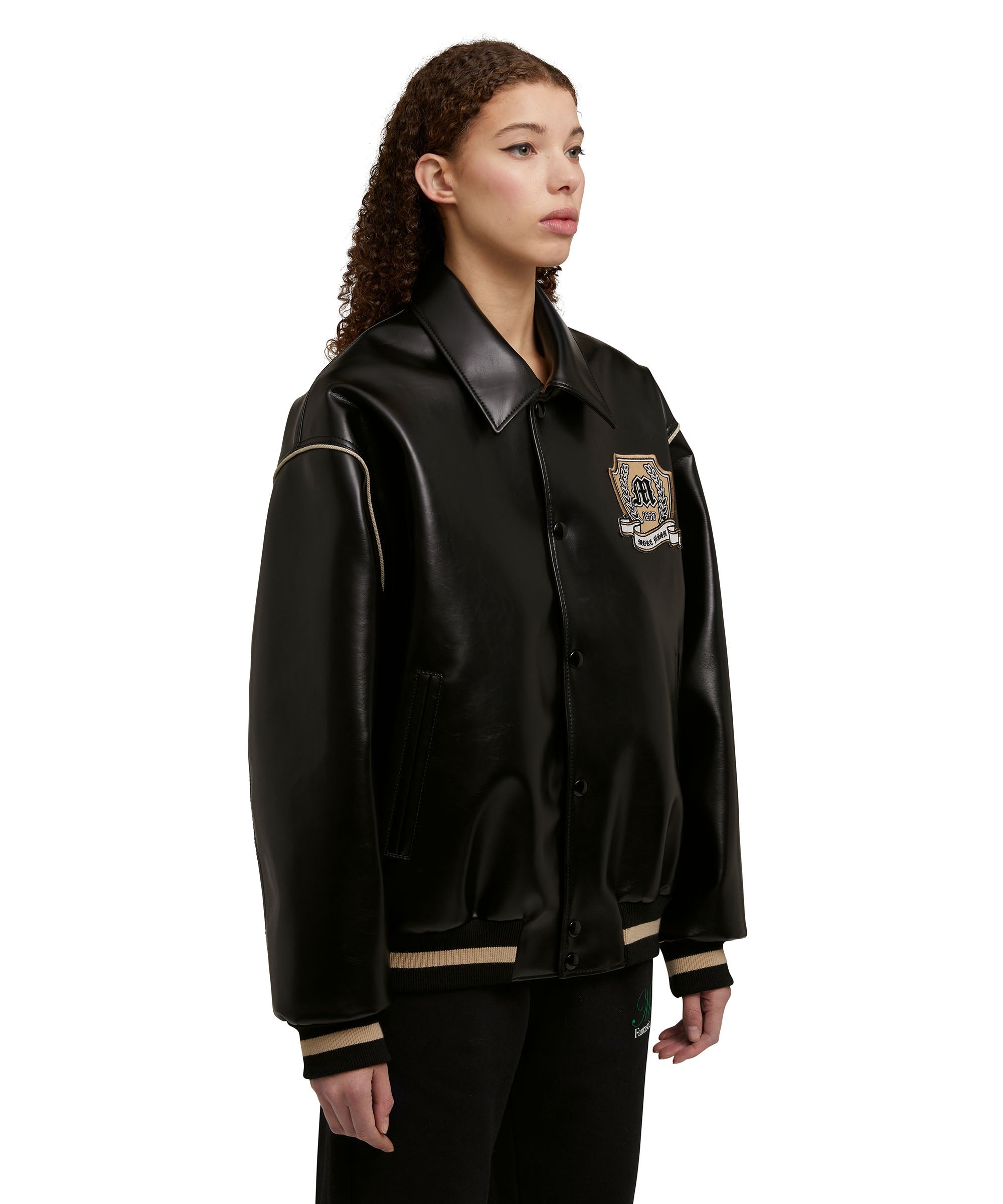 Faux leather bomber jacket  "Compact Eco Leather" fabric - 7