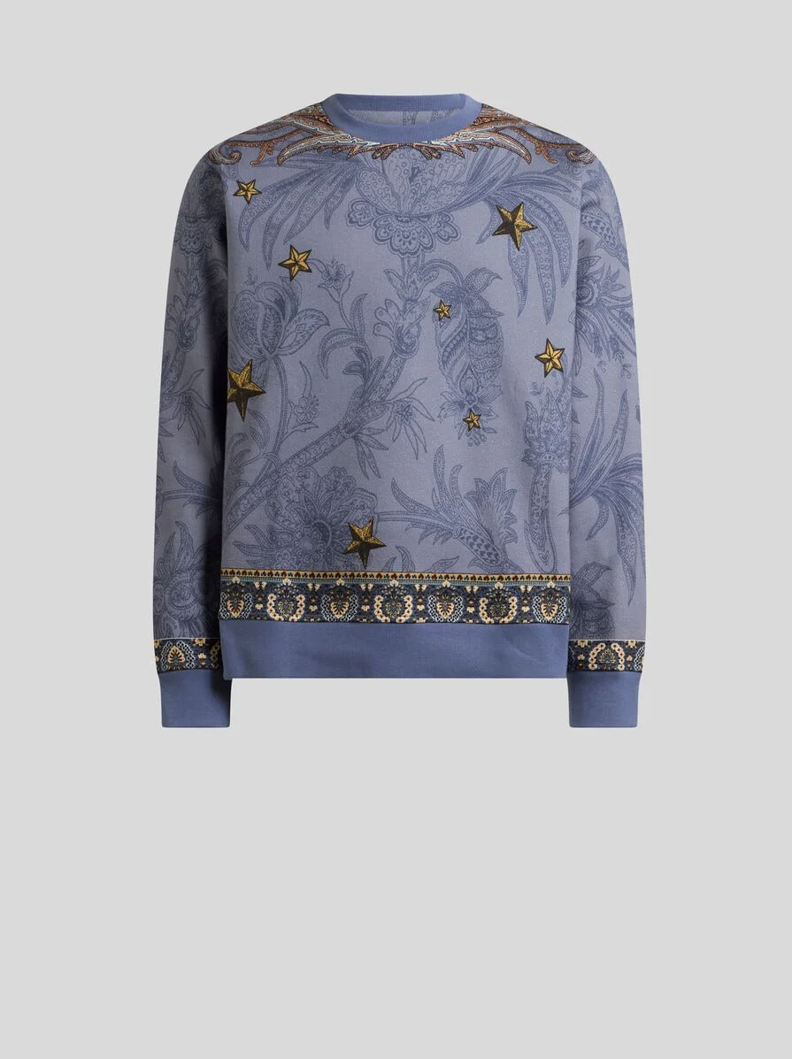 COTTON-BLEND SWEATSHIRT WITH PLACED PEGASO PRINT - 1