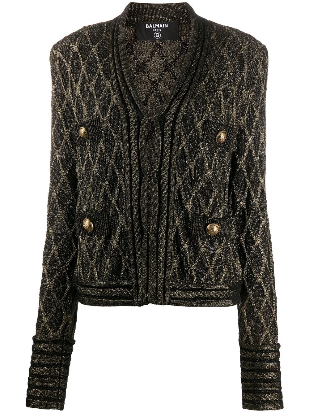 metallic threading V-neck cardigan - 1