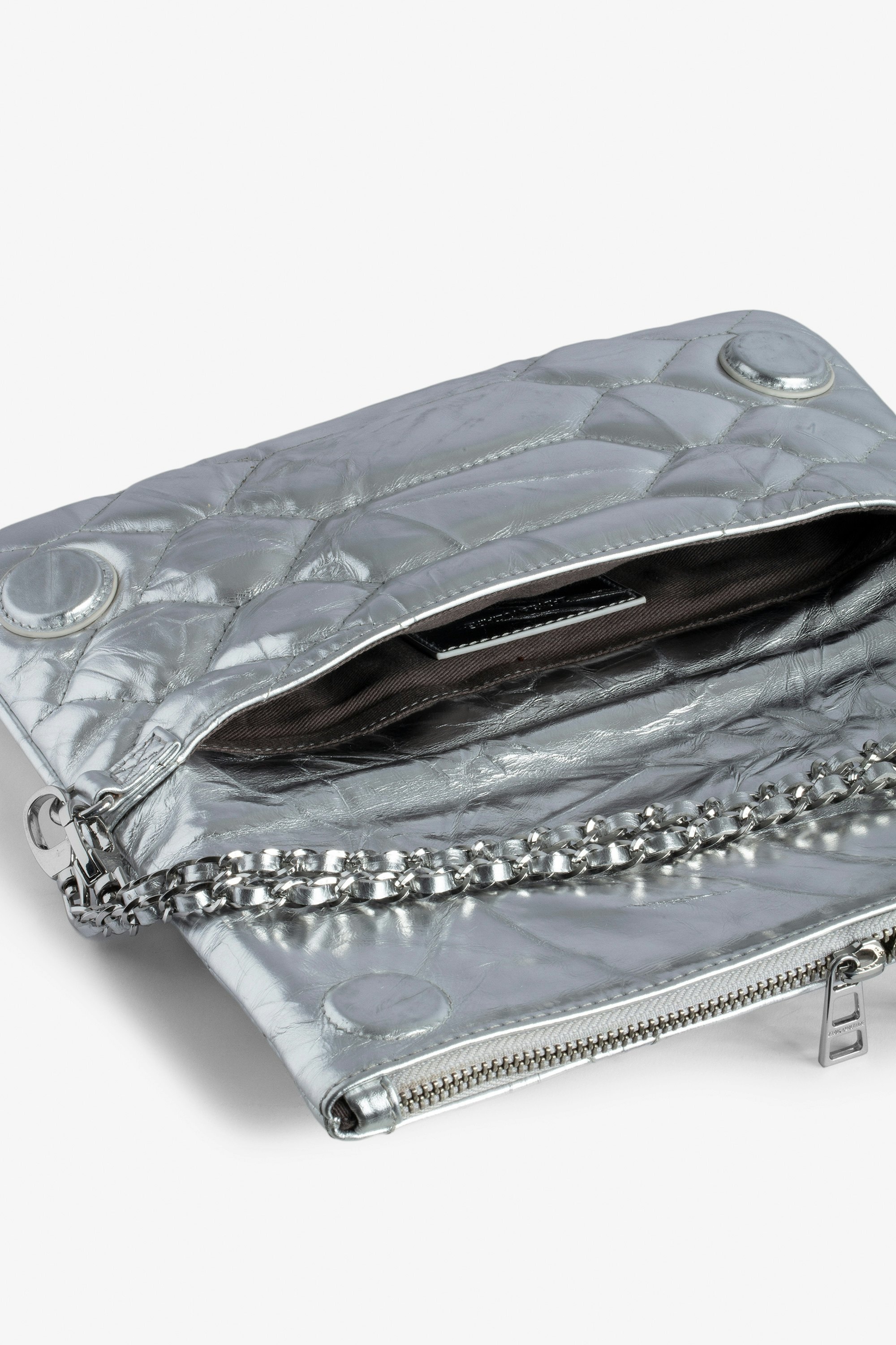 Rock Quilted Metallic Clutch - 4