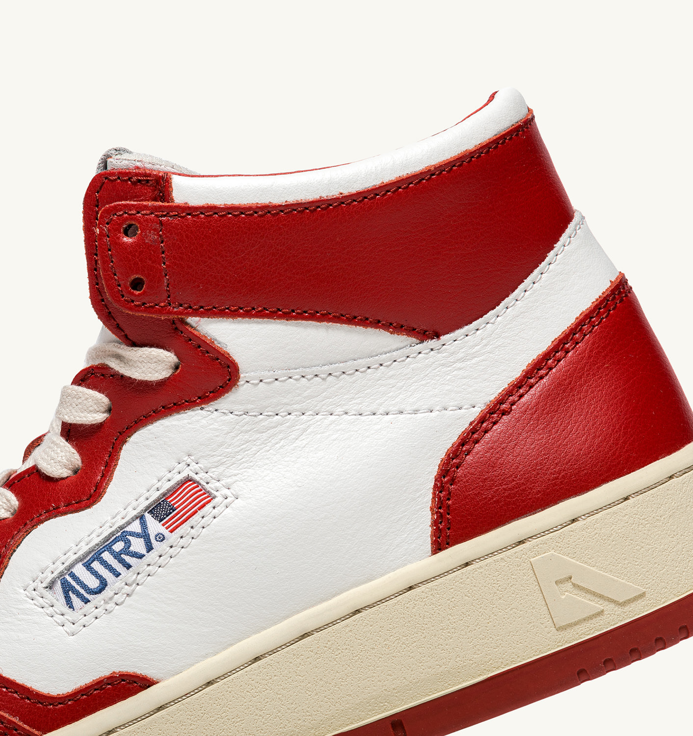 MEDALIST MID BICOLOR SNEAKERS IN WHITE AND RED LEATHER - 6