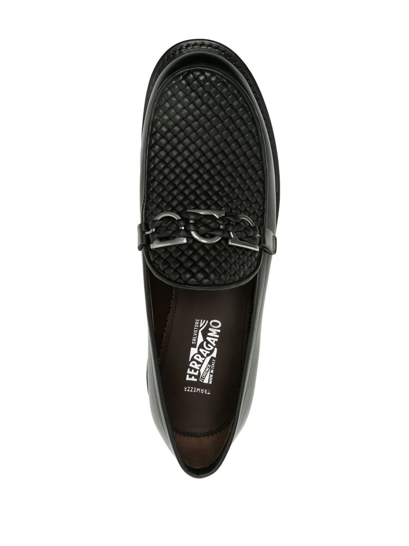 Gancini-plaque leather loafers 4