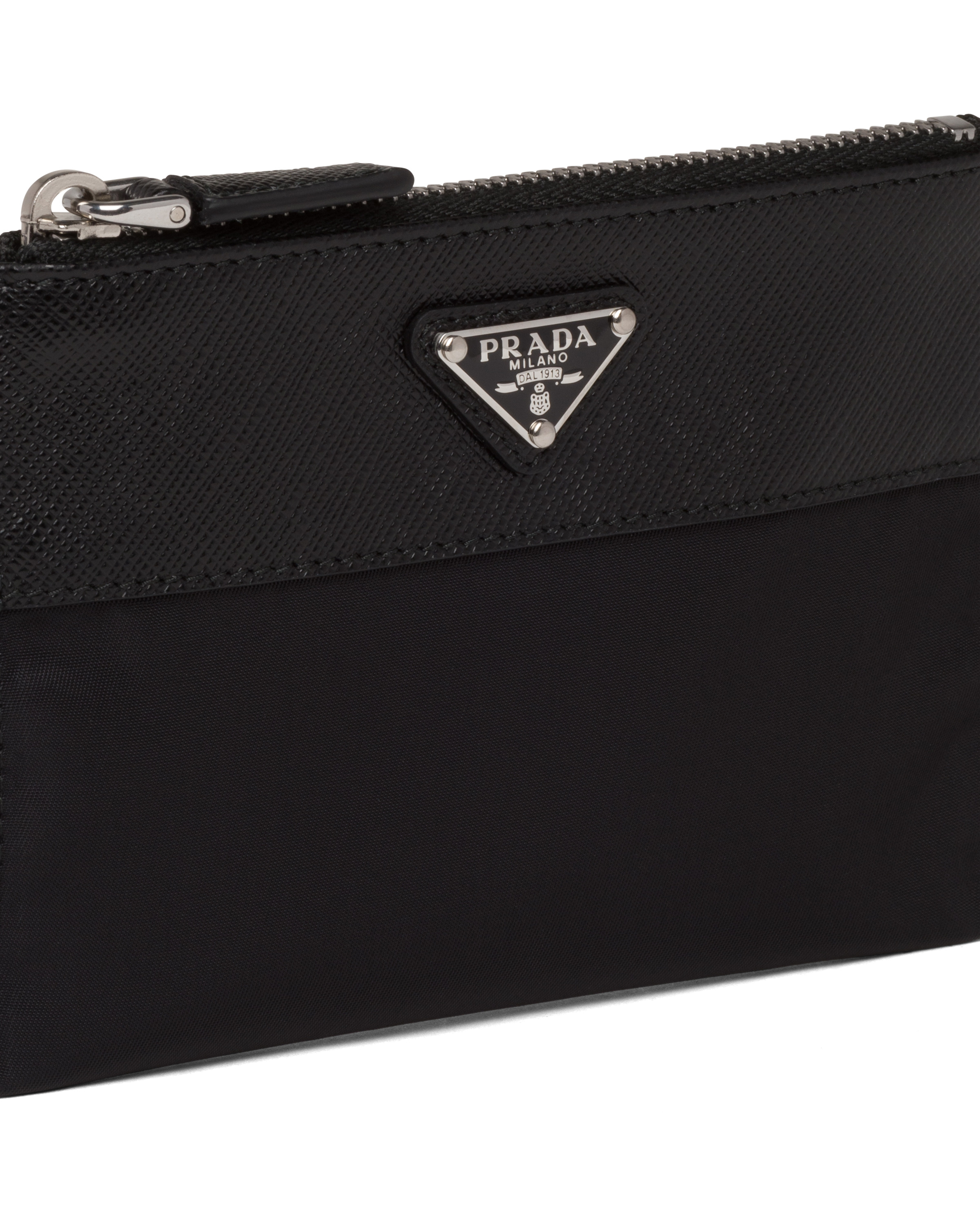 Re-Nylon and Saffiano leather pouch wallet - 5