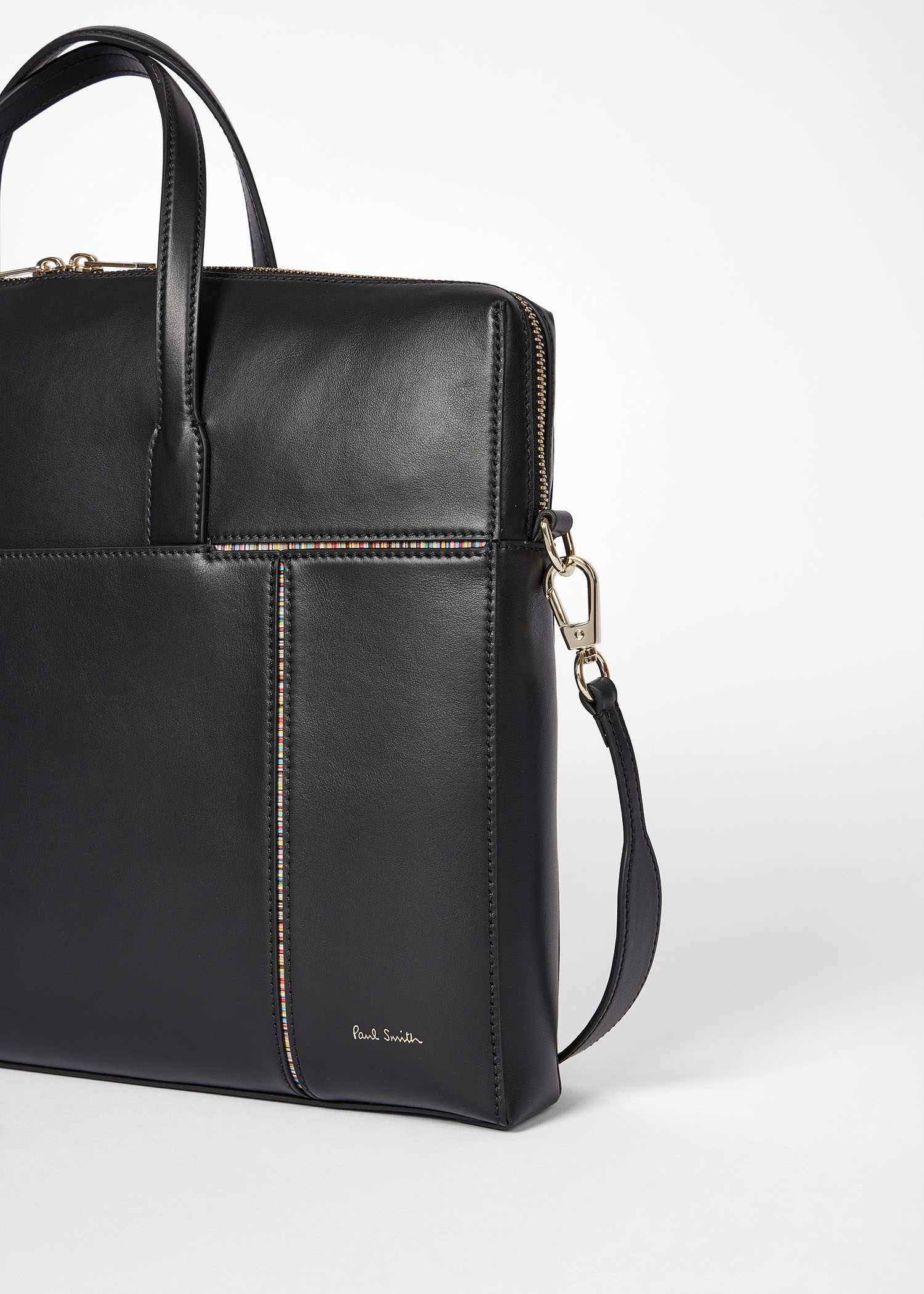 Women's 'Signature Stripe' Trim Leather Slim Folio - 4