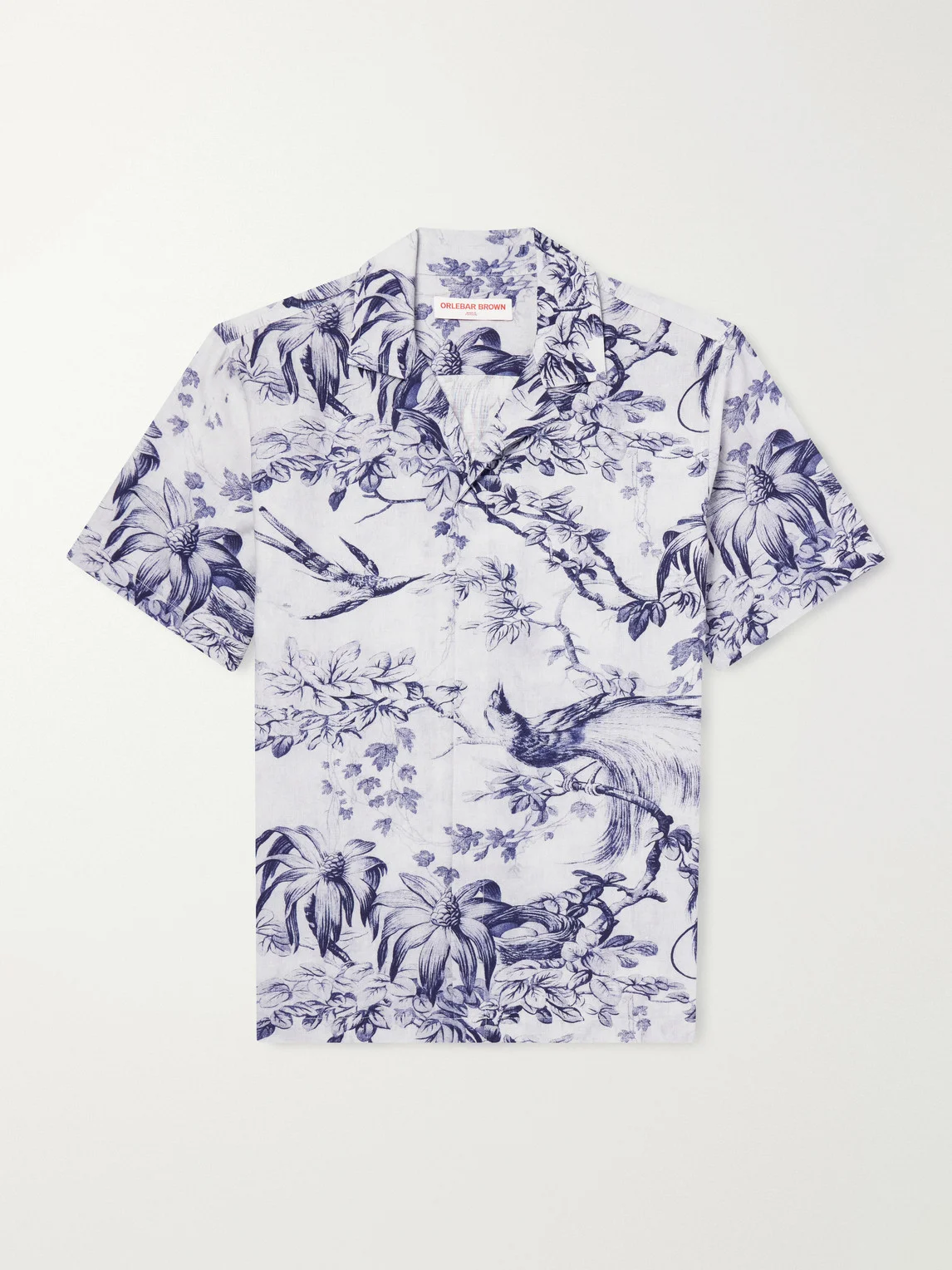Maitan Camp-Collar Printed Linen Shirt - 1