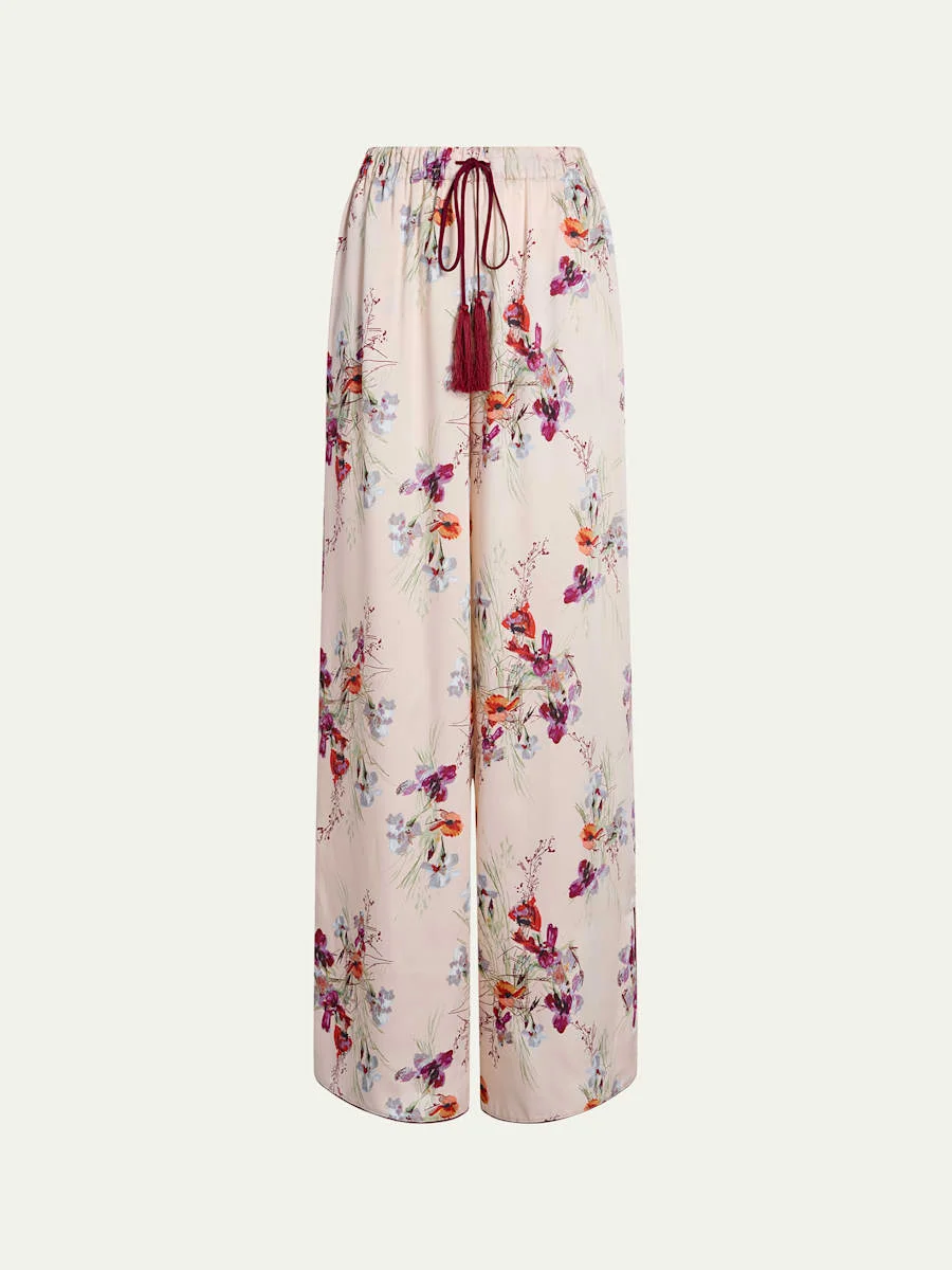 Alba Iris Bouquet Drawstring Pants - 1