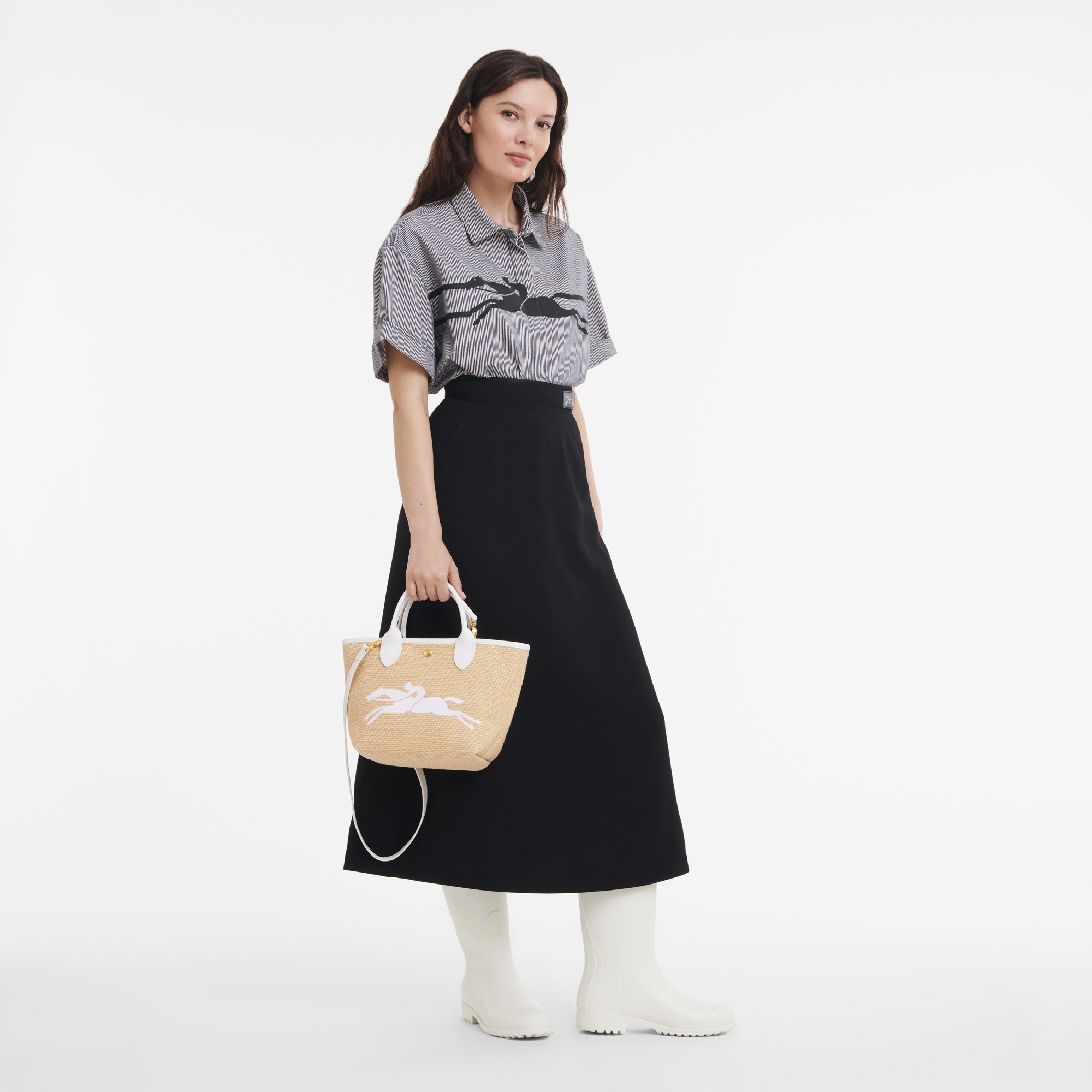 Longchamp Le Panier Pliage S Basket bag White - Canvas