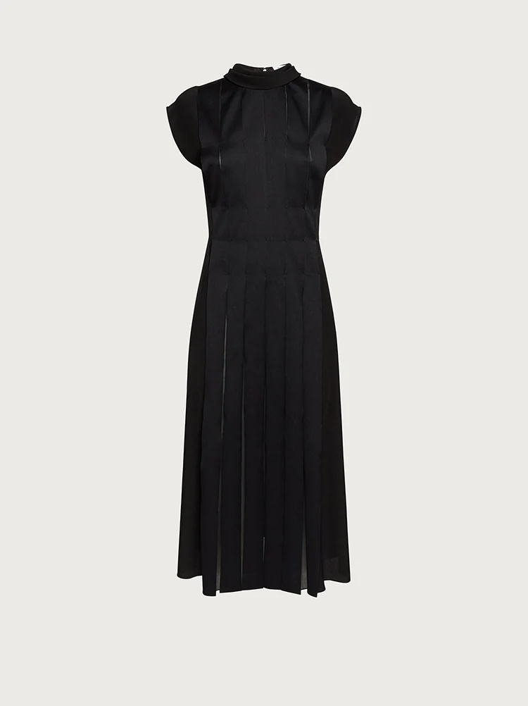 PLEATED SILK DRESS - 1