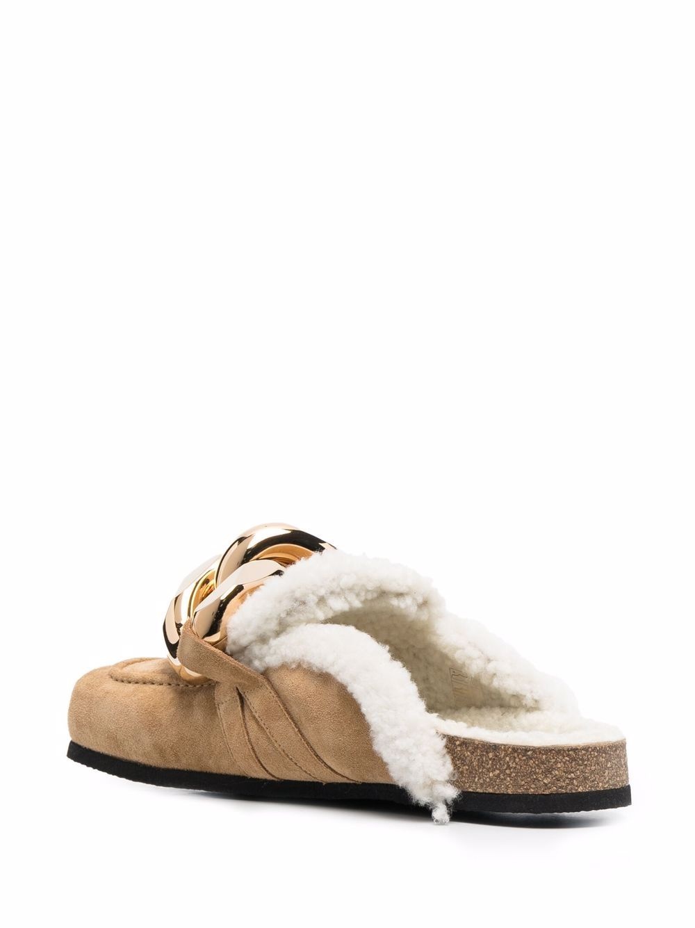 Chain shearling-lined loafer mules - 3