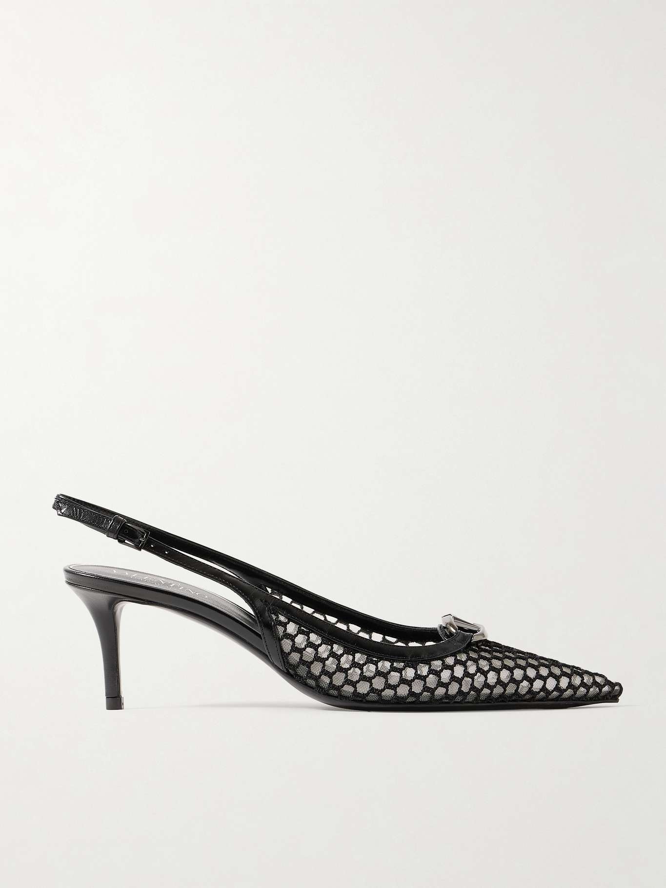 VLOGO Moon 60 embellished leather-trimmed fishnet and mesh slingback pumps - 1