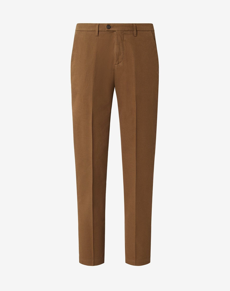 Brown stretch cotton and linen chinos 1