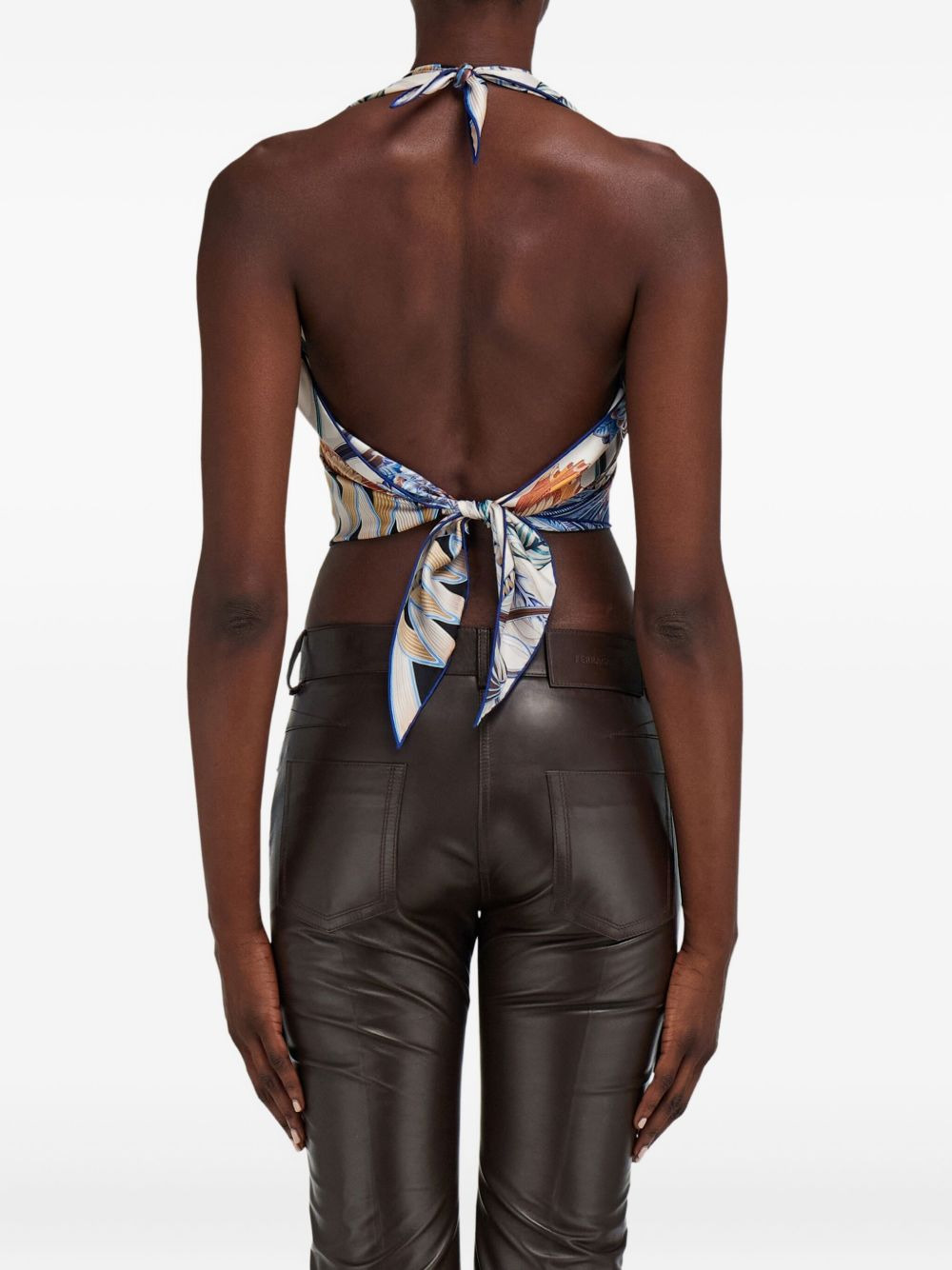printed halterneck top - 3