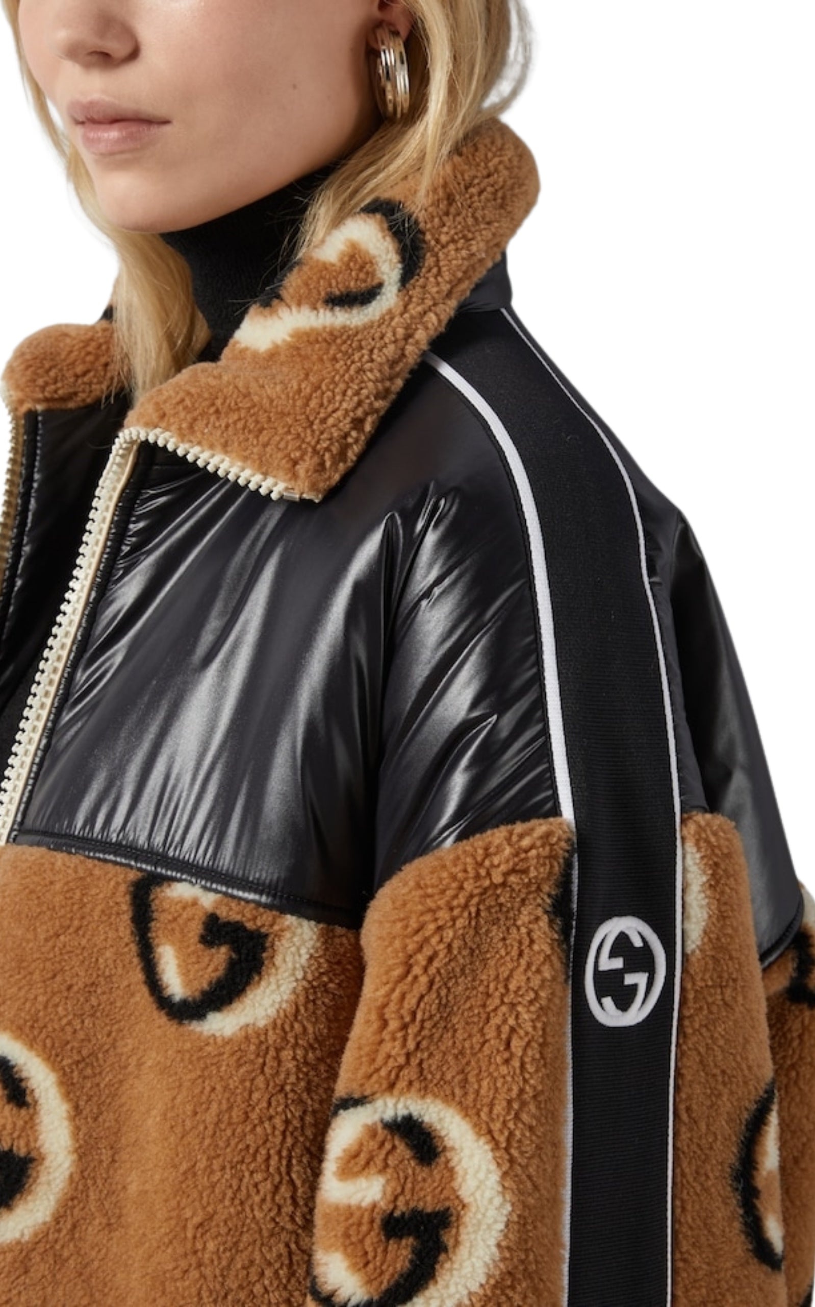 GG Wool Fleece Jacquard Zip Jacket - 5