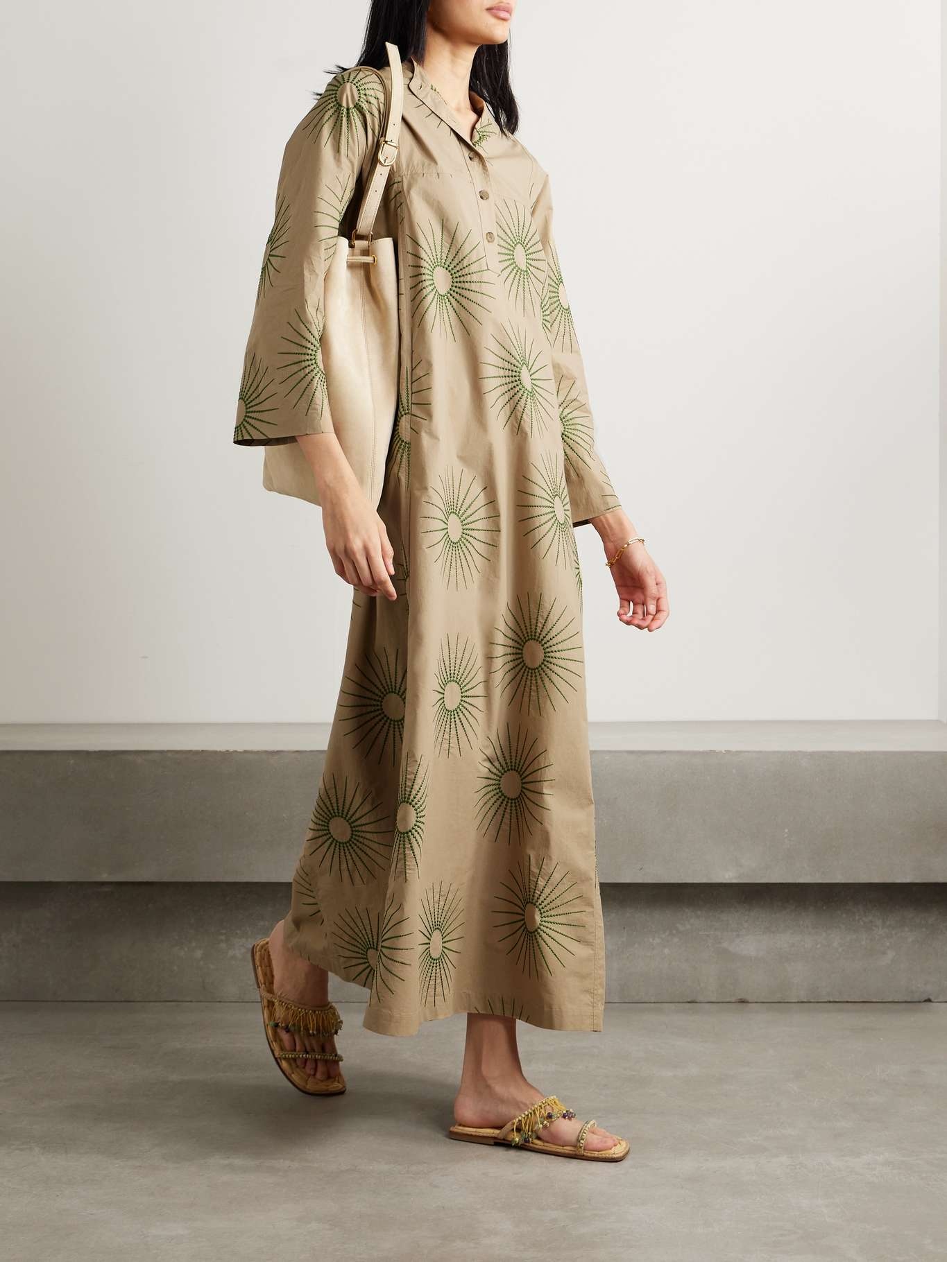 Embroidered cotton-poplin maxi dress - 2