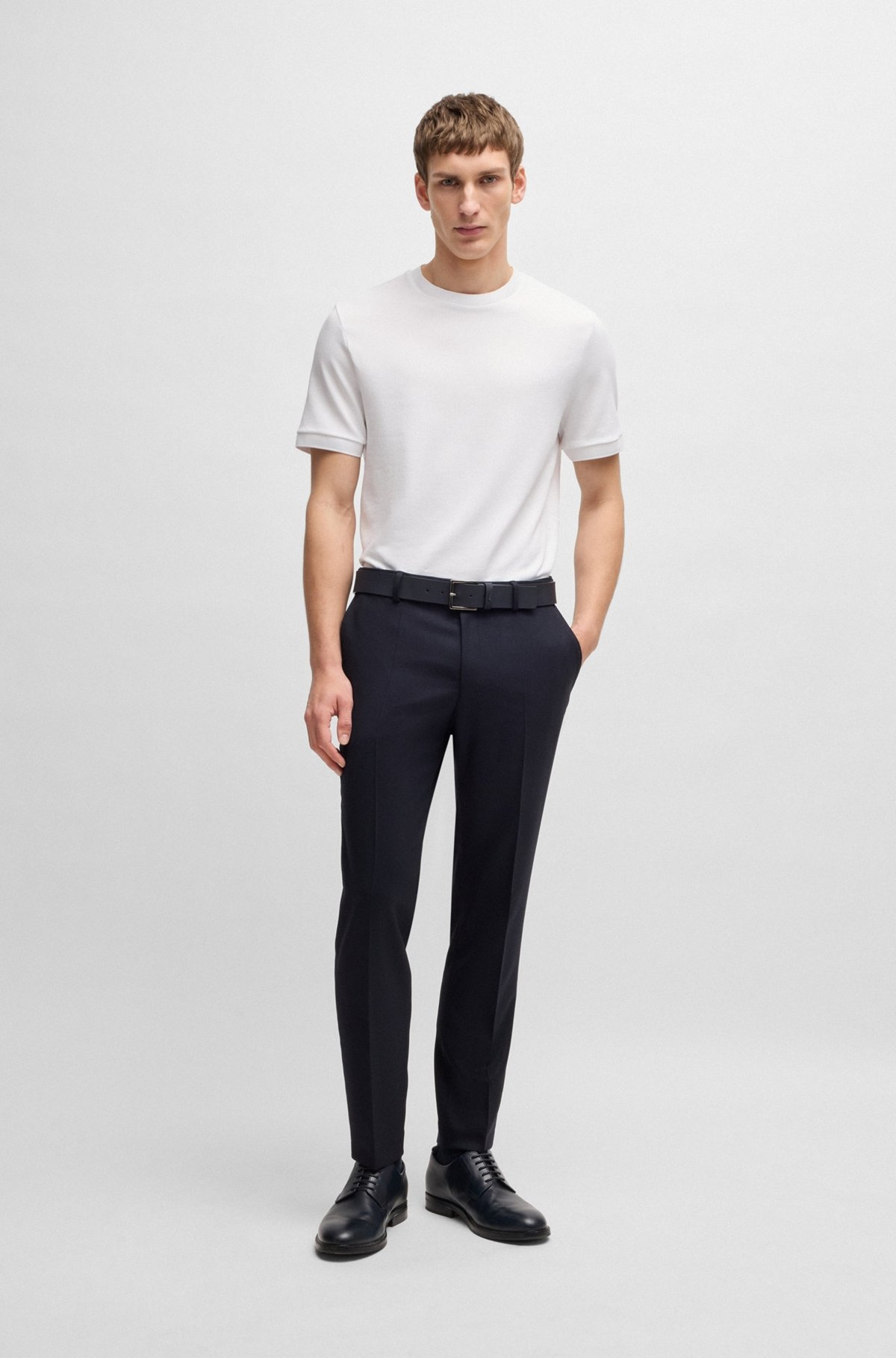 REGULAR-FIT T-SHIRT IN SEERSUCKER FABRIC - 4