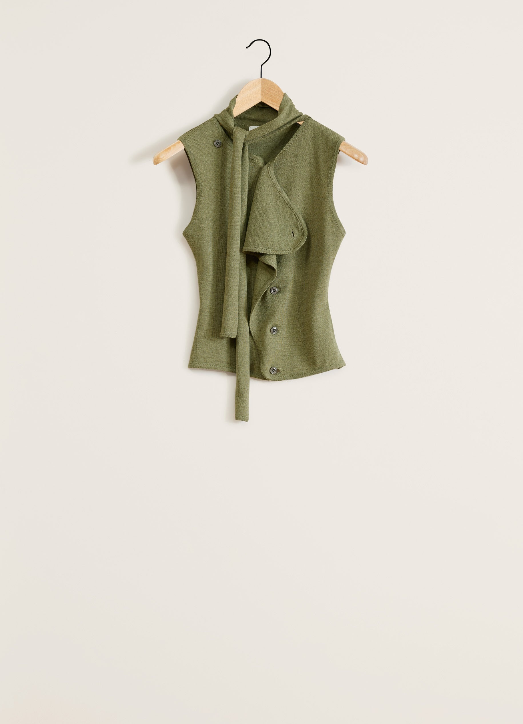 ASYMMETRICAL SLEEVELESS CARDIGAN - 1