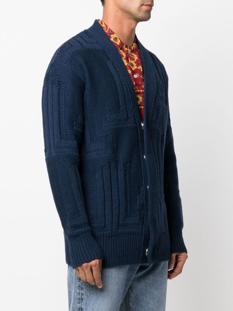 concealed-button knitted cardigan - 3