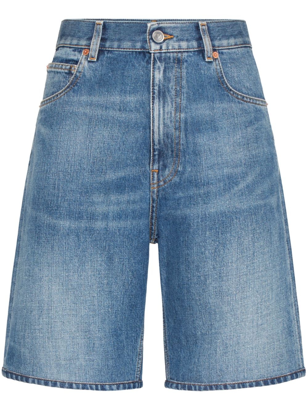 high-waisted denim shorts - 1